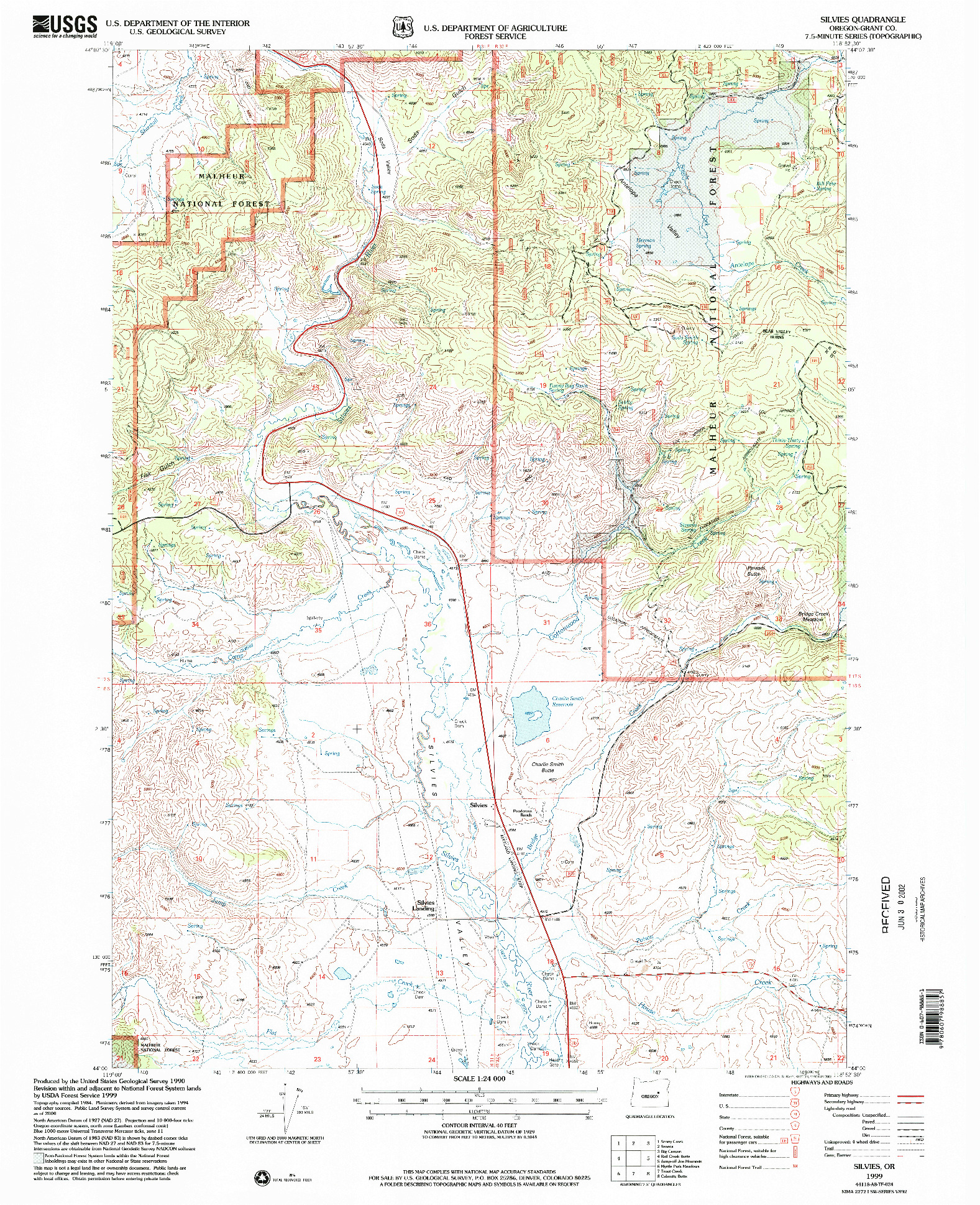 USGS 1:24000-SCALE QUADRANGLE FOR SILVIES, OR 1999