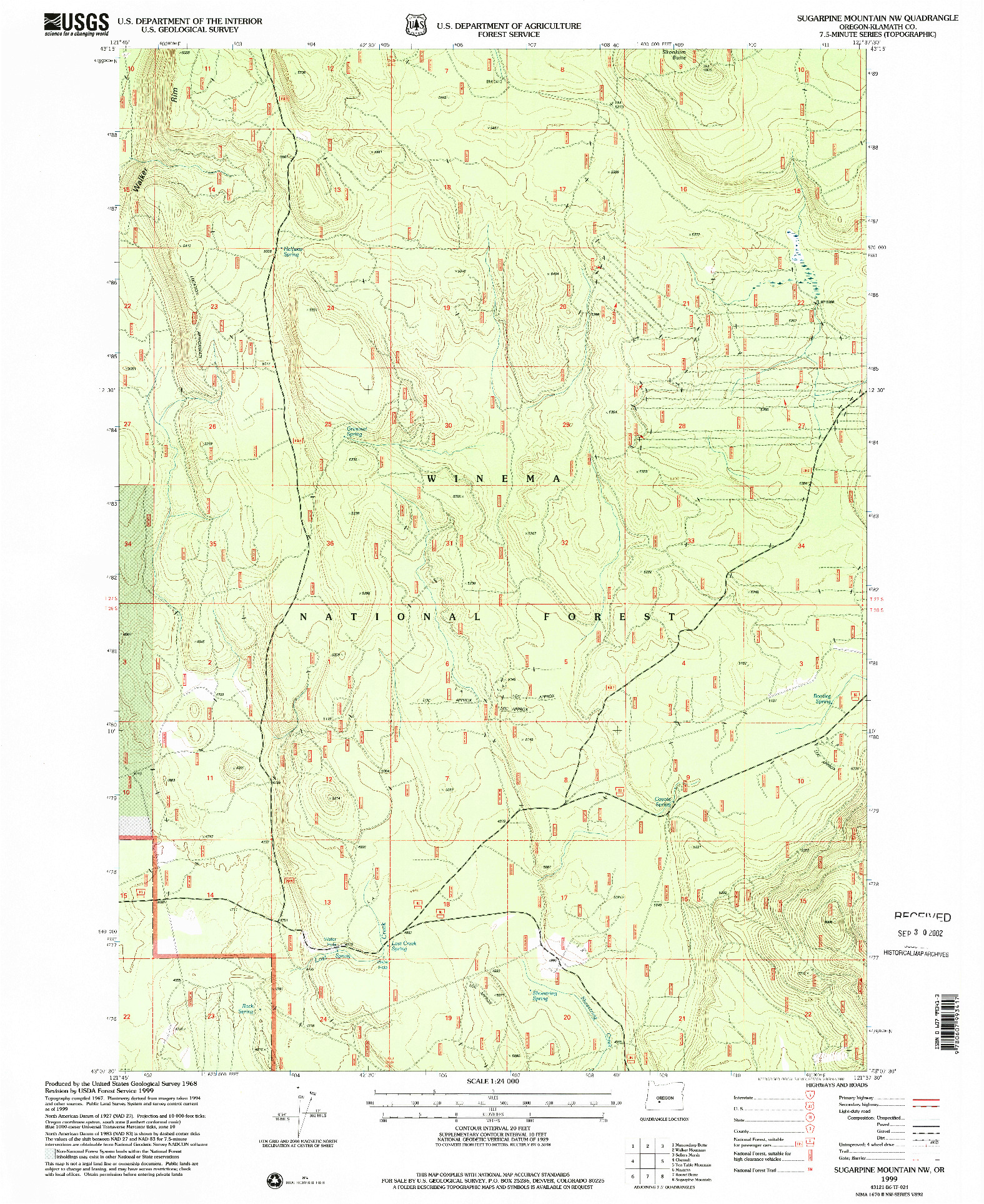 USGS 1:24000-SCALE QUADRANGLE FOR SUGARPINE MOUNTAIN NW, OR 1999