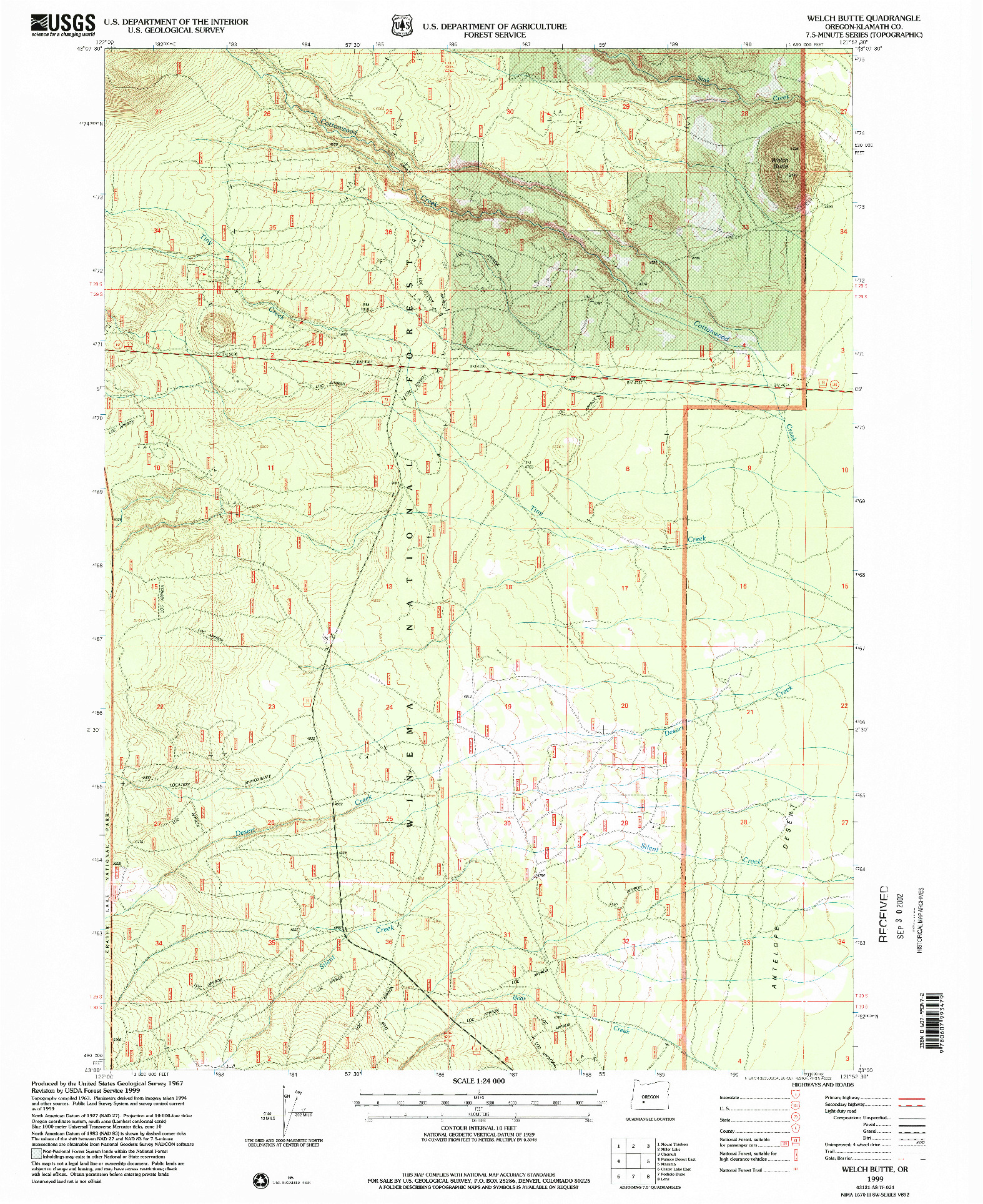 USGS 1:24000-SCALE QUADRANGLE FOR WELCH BUTTE, OR 1999