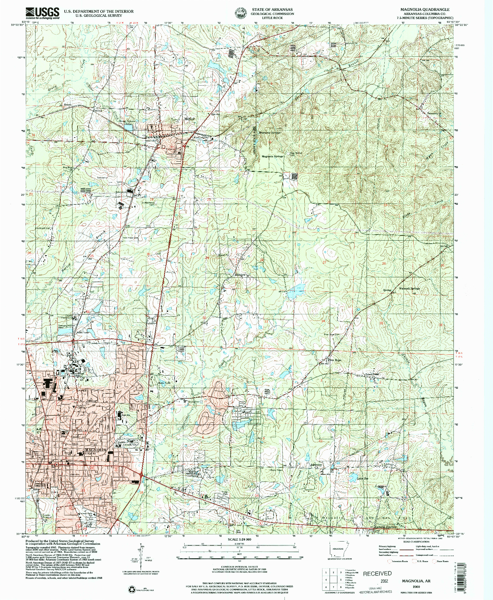 USGS 1:24000-SCALE QUADRANGLE FOR MAGNOLIA, AR 2000