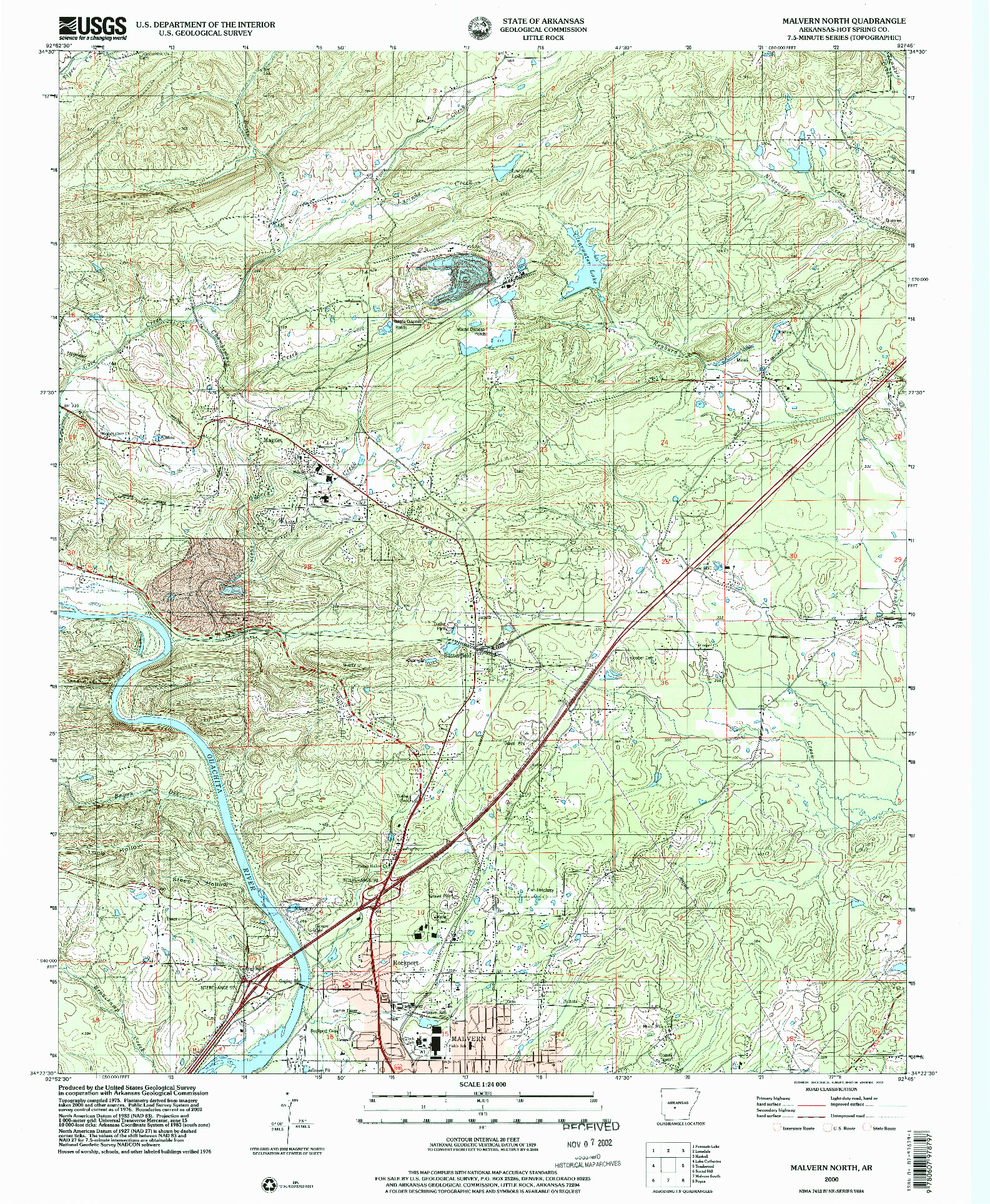 USGS 1:24000-SCALE QUADRANGLE FOR MALVERN NORTH, AR 2000