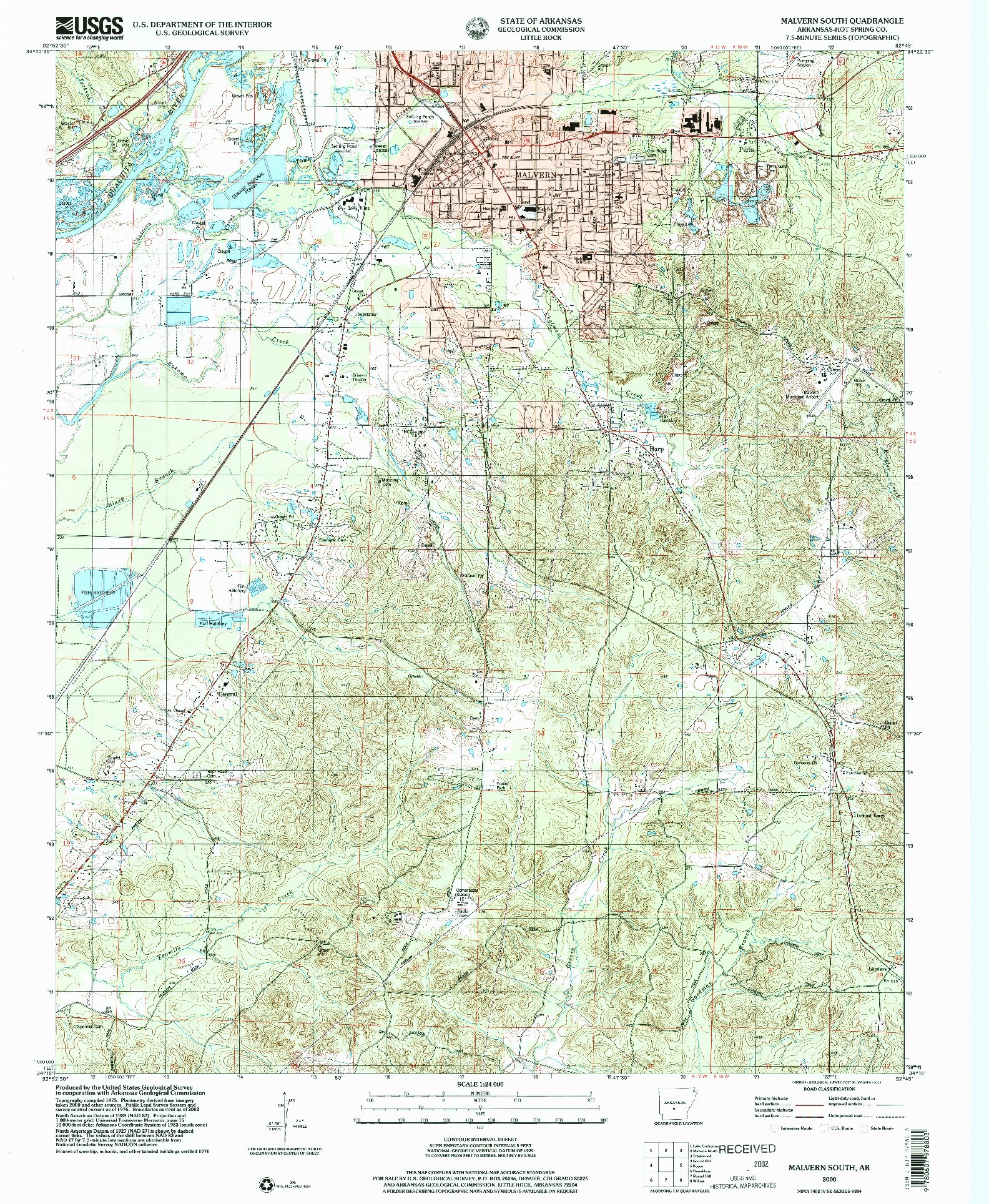 USGS 1:24000-SCALE QUADRANGLE FOR MALVERN SOUTH, AR 2000