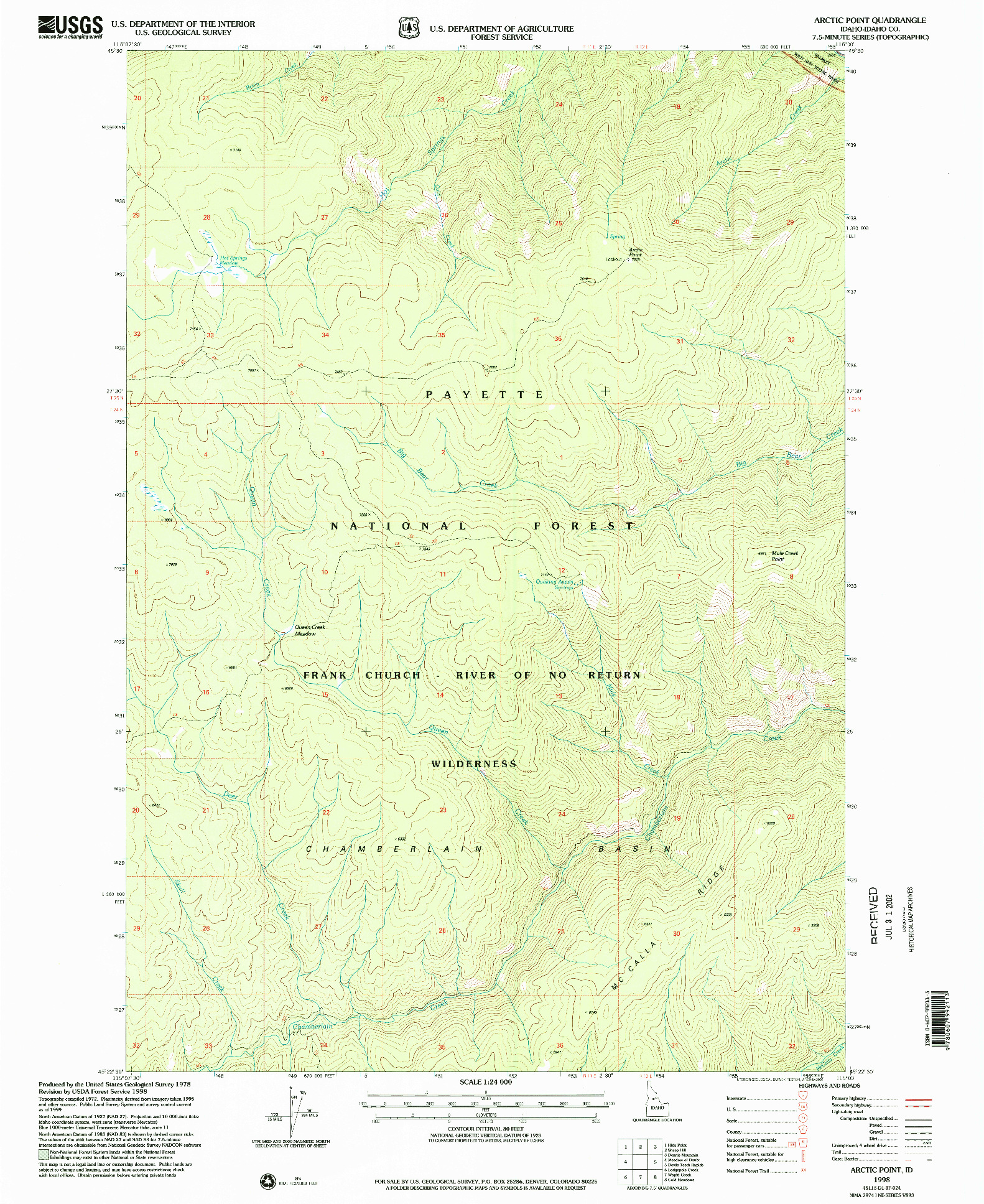 USGS 1:24000-SCALE QUADRANGLE FOR ARCTIC POINT, ID 1998