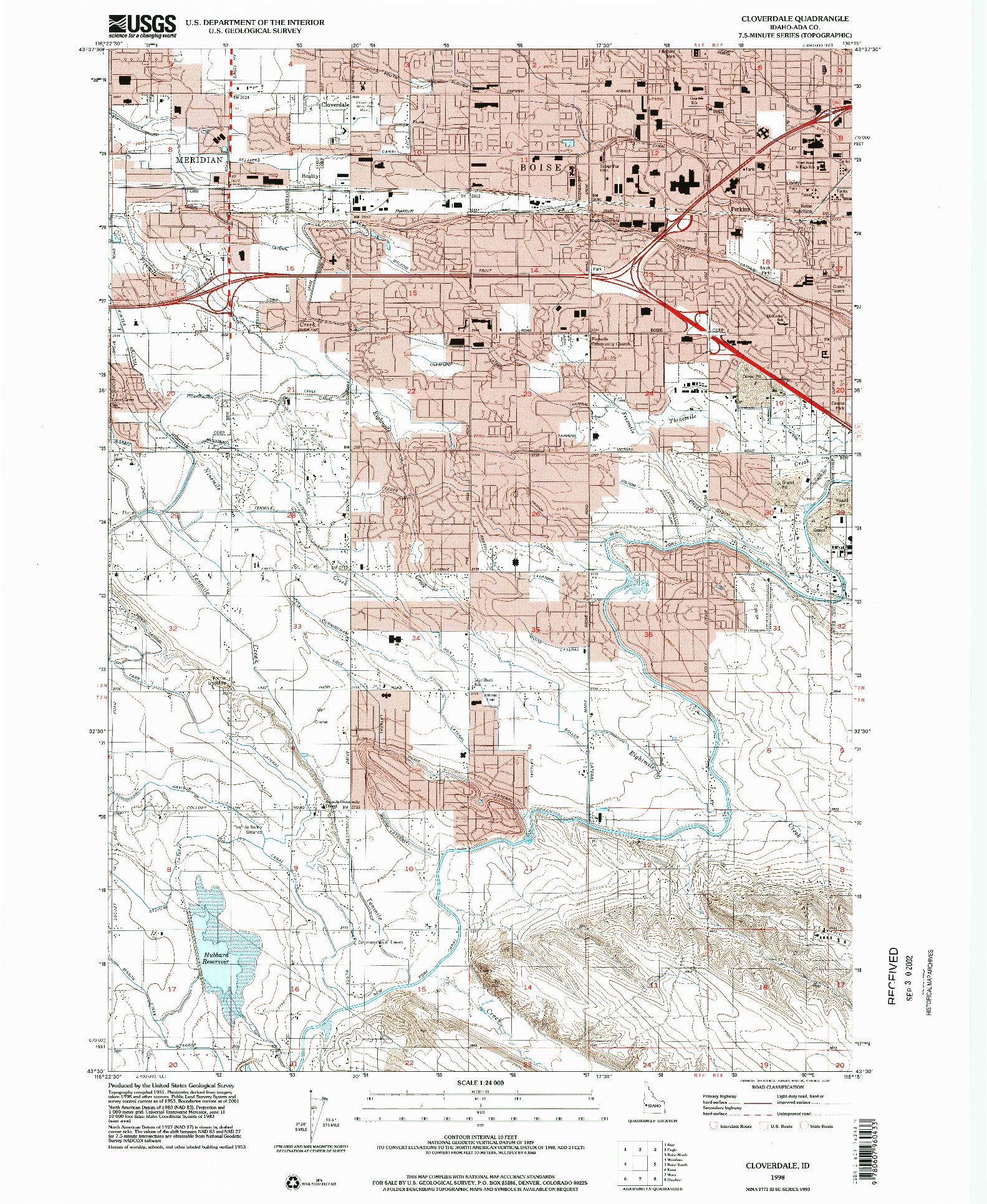 USGS 1:24000-SCALE QUADRANGLE FOR CLOVERDALE, ID 1998