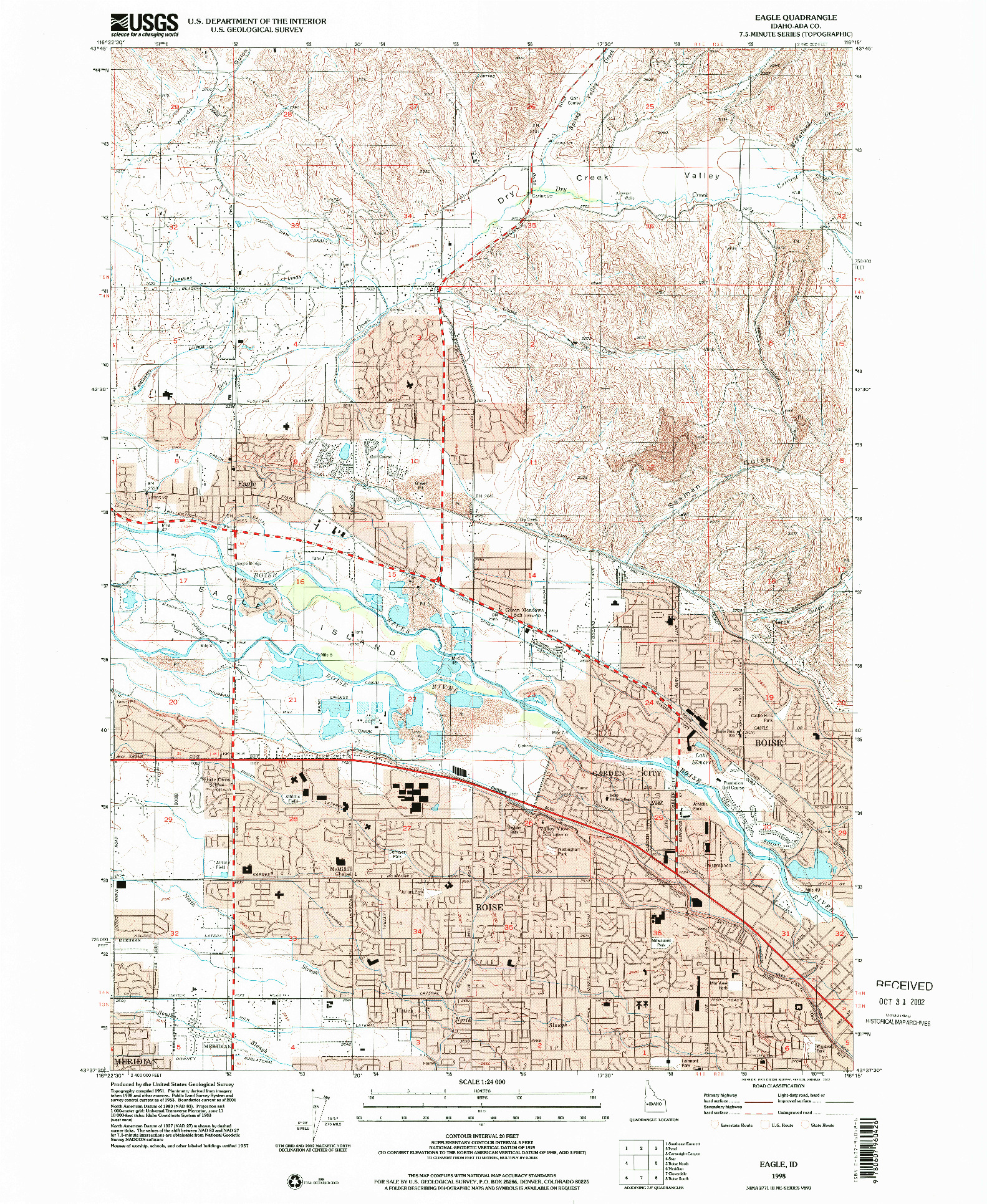 USGS 1:24000-SCALE QUADRANGLE FOR EAGLE, ID 1998