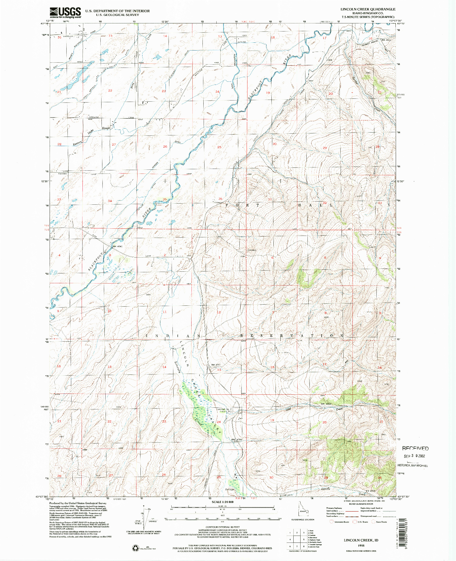 USGS 1:24000-SCALE QUADRANGLE FOR LINCOLN CREEK, ID 1998