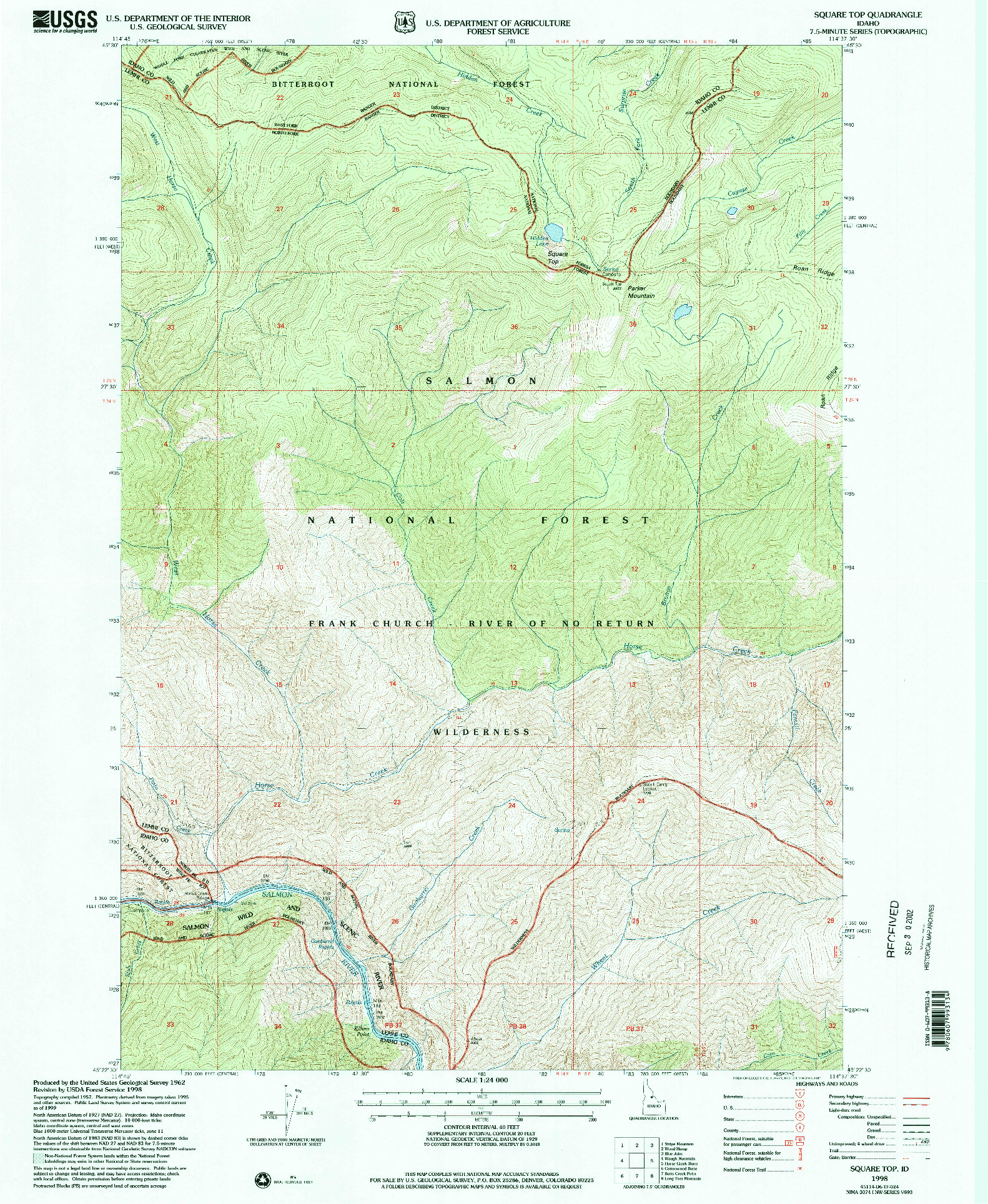 USGS 1:24000-SCALE QUADRANGLE FOR SQUARE TOP, ID 1998