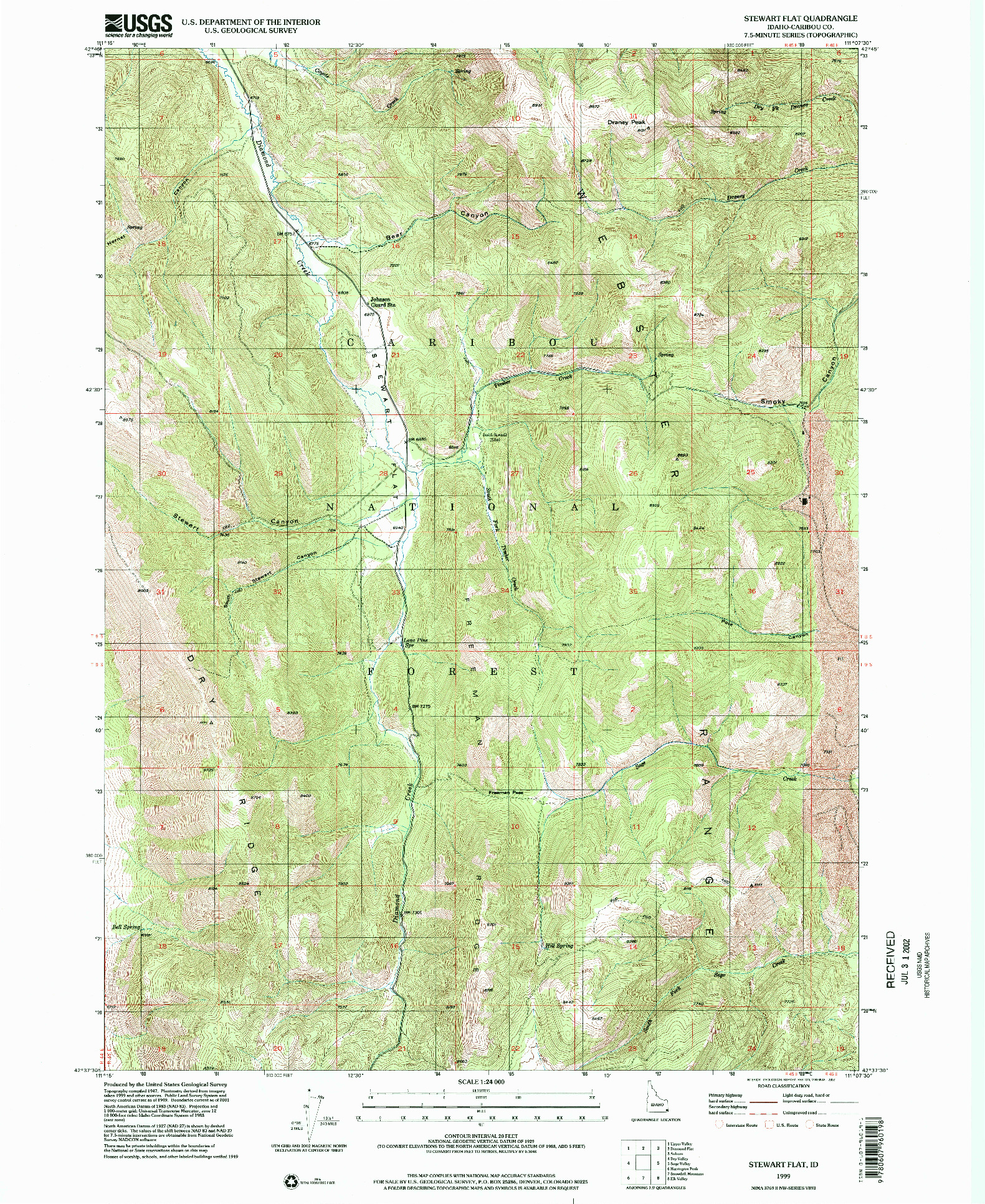 USGS 1:24000-SCALE QUADRANGLE FOR STEWART FLAT, ID 1999