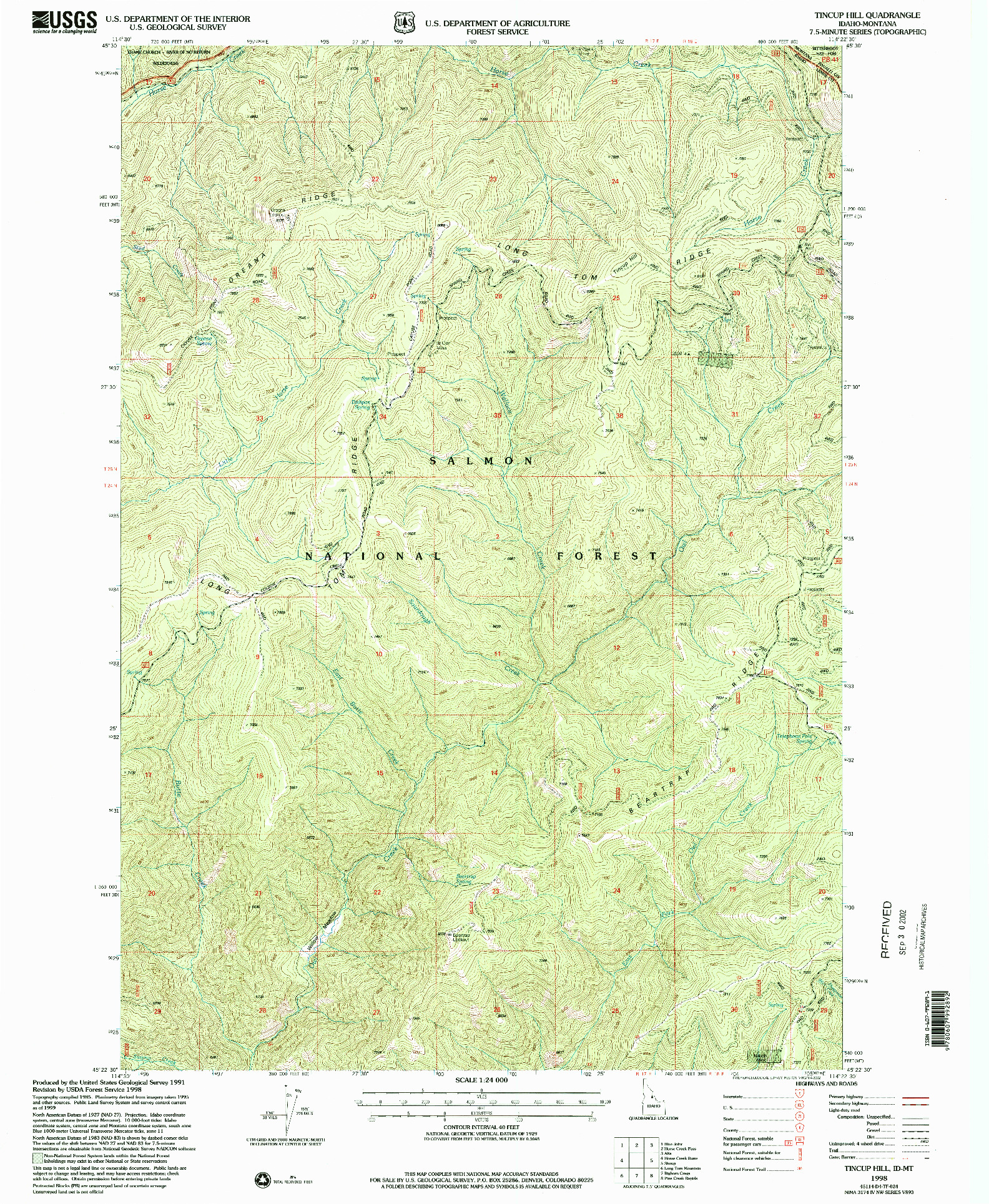 USGS 1:24000-SCALE QUADRANGLE FOR TINCUP HILL, ID 1998