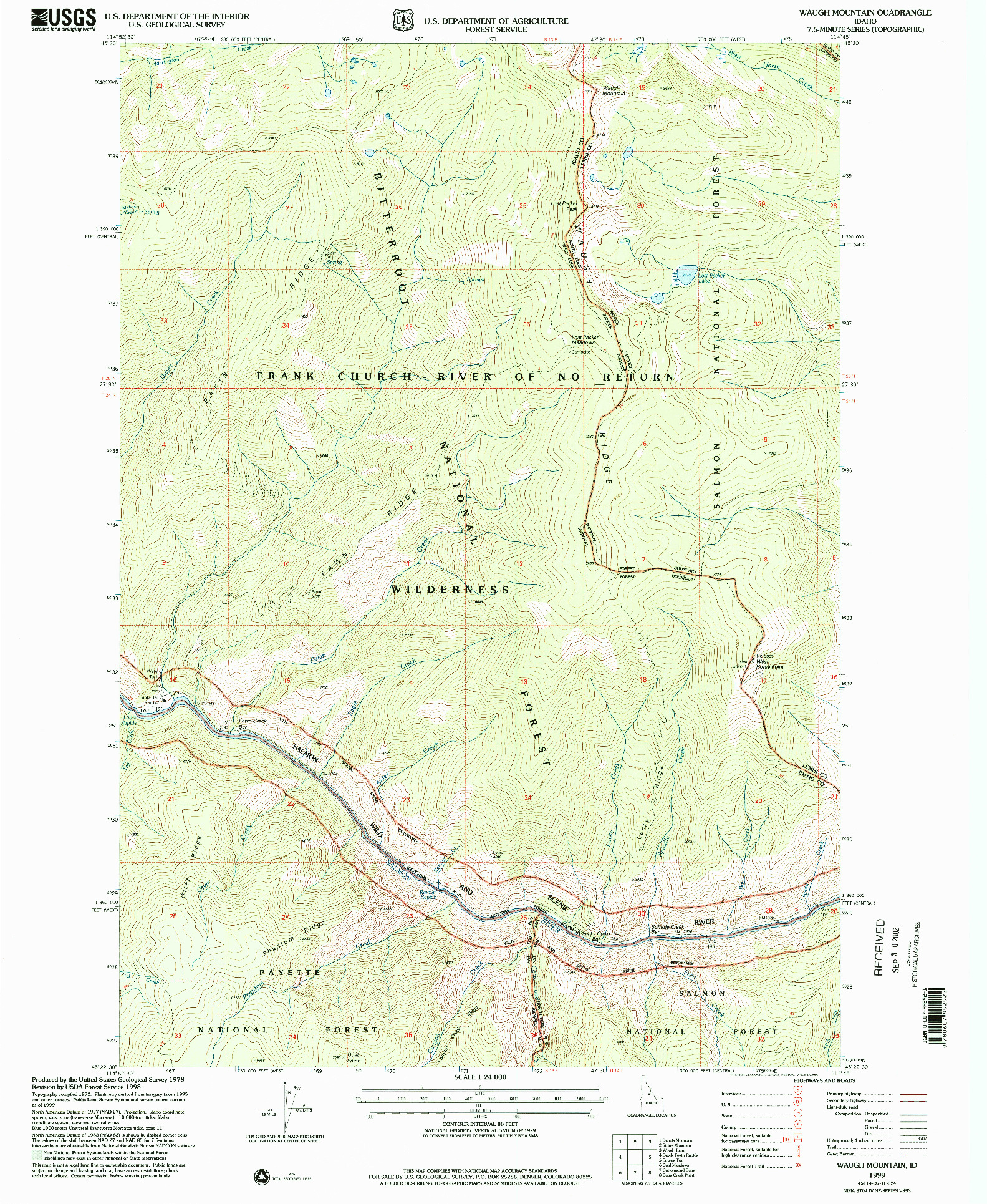 USGS 1:24000-SCALE QUADRANGLE FOR WAUGH MOUNTAIN, ID 1999