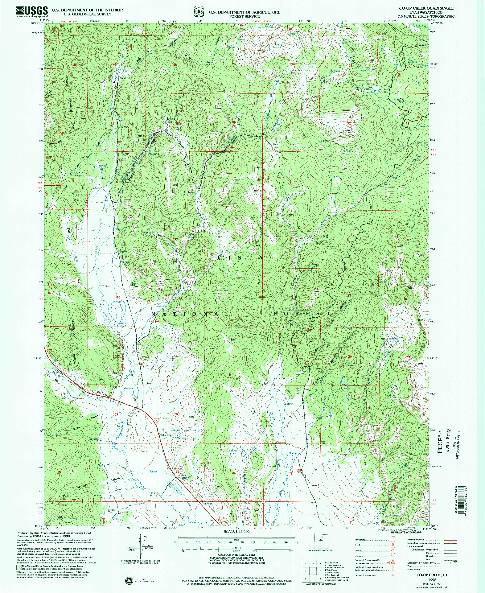 USGS 1:24000-SCALE QUADRANGLE FOR CO-OP CREEK, UT 1998