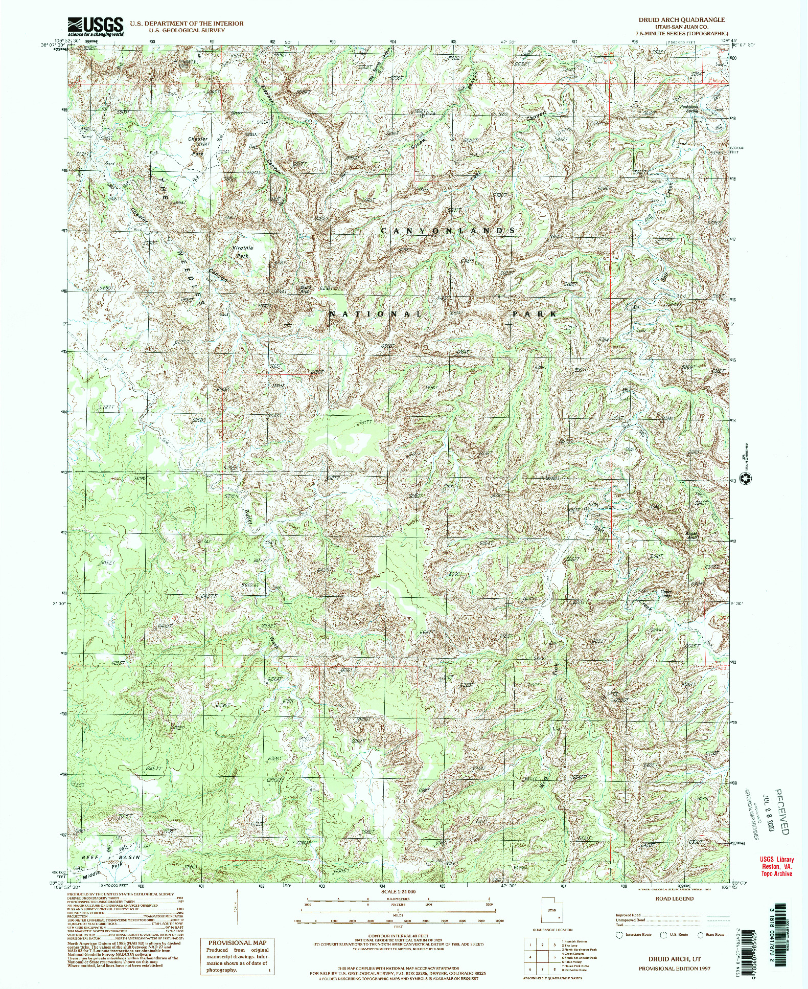 USGS 1:24000-SCALE QUADRANGLE FOR DRUID ARCH, UT 1997