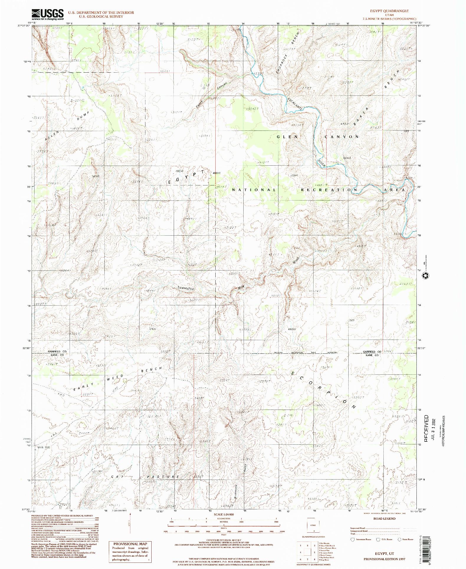 USGS 1:24000-SCALE QUADRANGLE FOR EGYPT, UT 1997