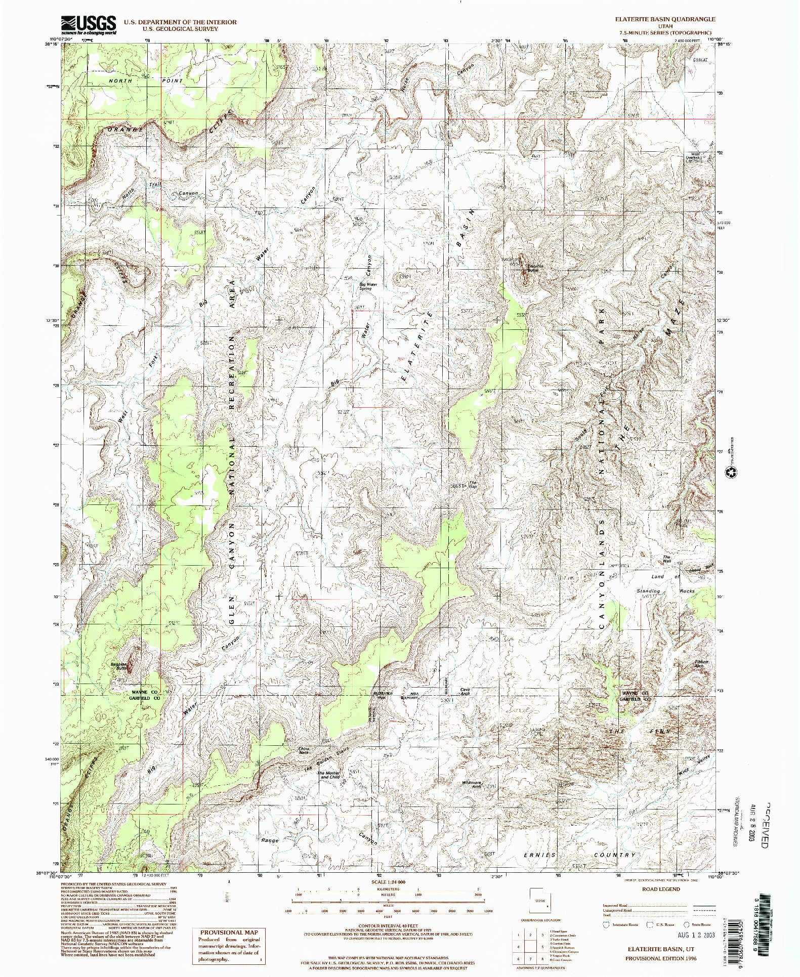 USGS 1:24000-SCALE QUADRANGLE FOR ELATERITE BASIN, UT 1996
