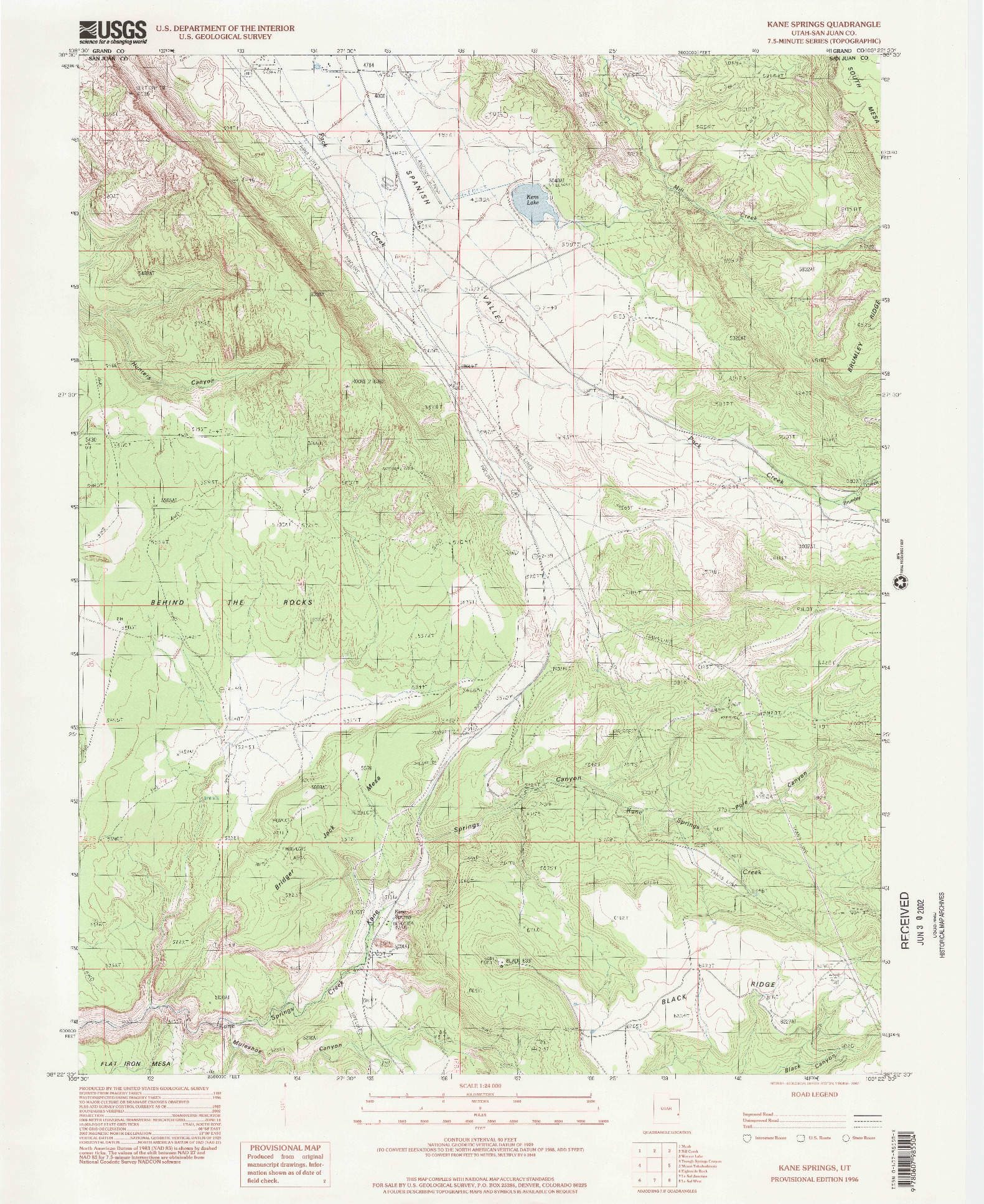 USGS 1:24000-SCALE QUADRANGLE FOR KANE SPRINGS, UT 1996