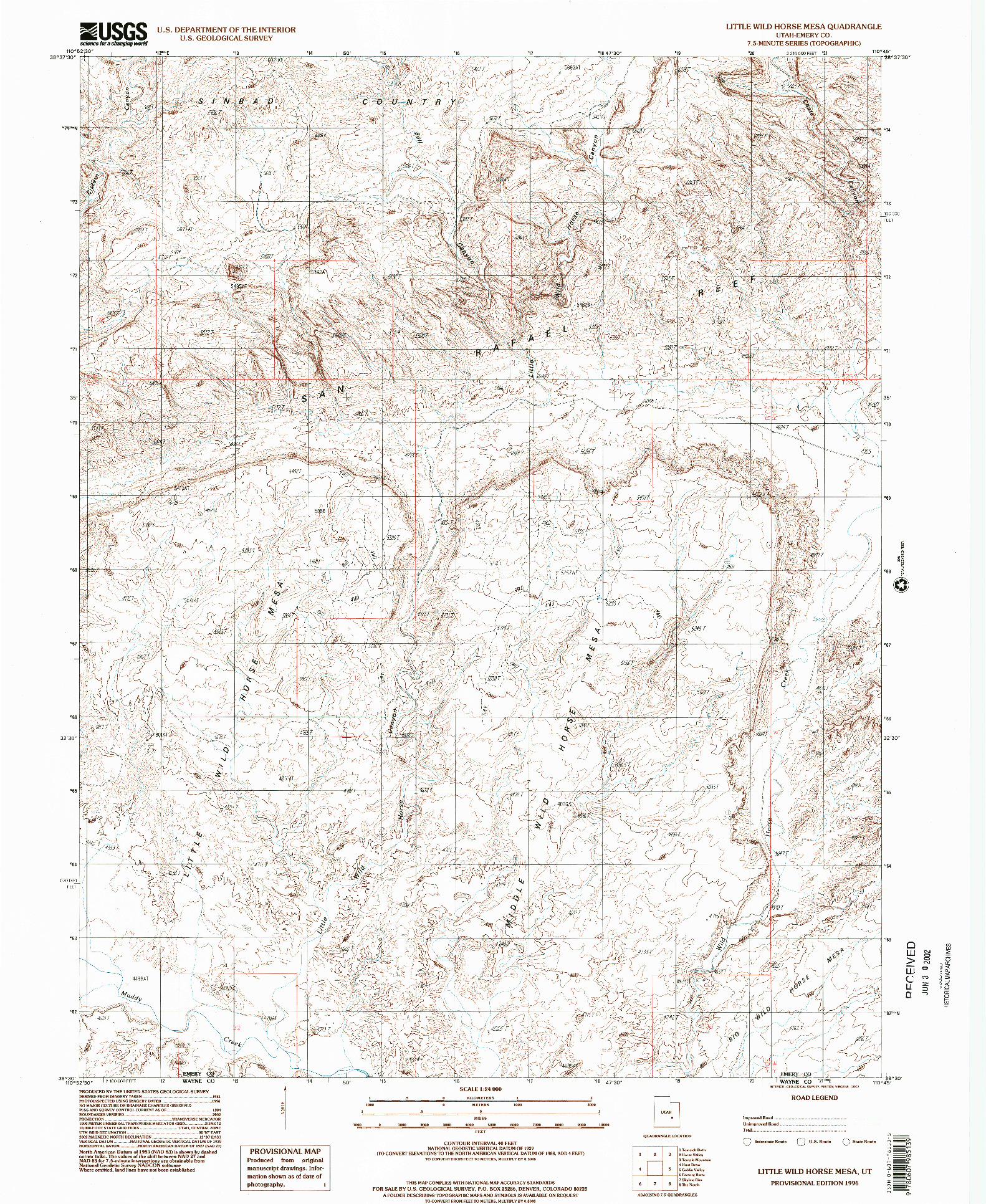 USGS 1:24000-SCALE QUADRANGLE FOR LITTLE WILD HORSE MESA, UT 1996