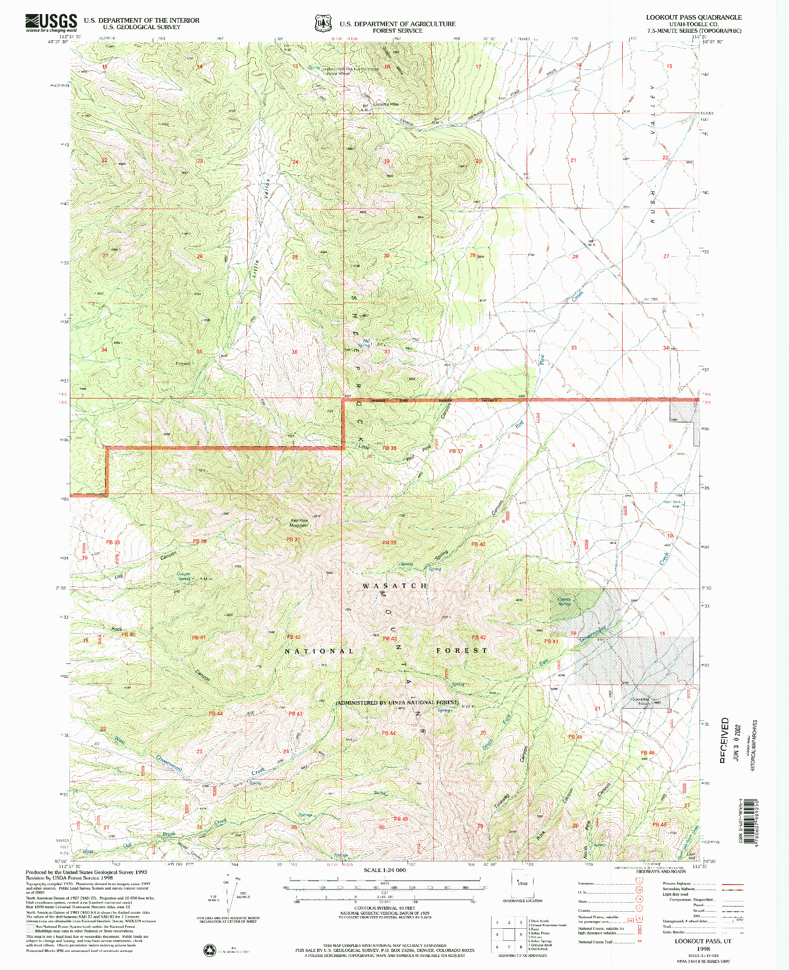 USGS 1:24000-SCALE QUADRANGLE FOR LOOKOUT PASS, UT 1998