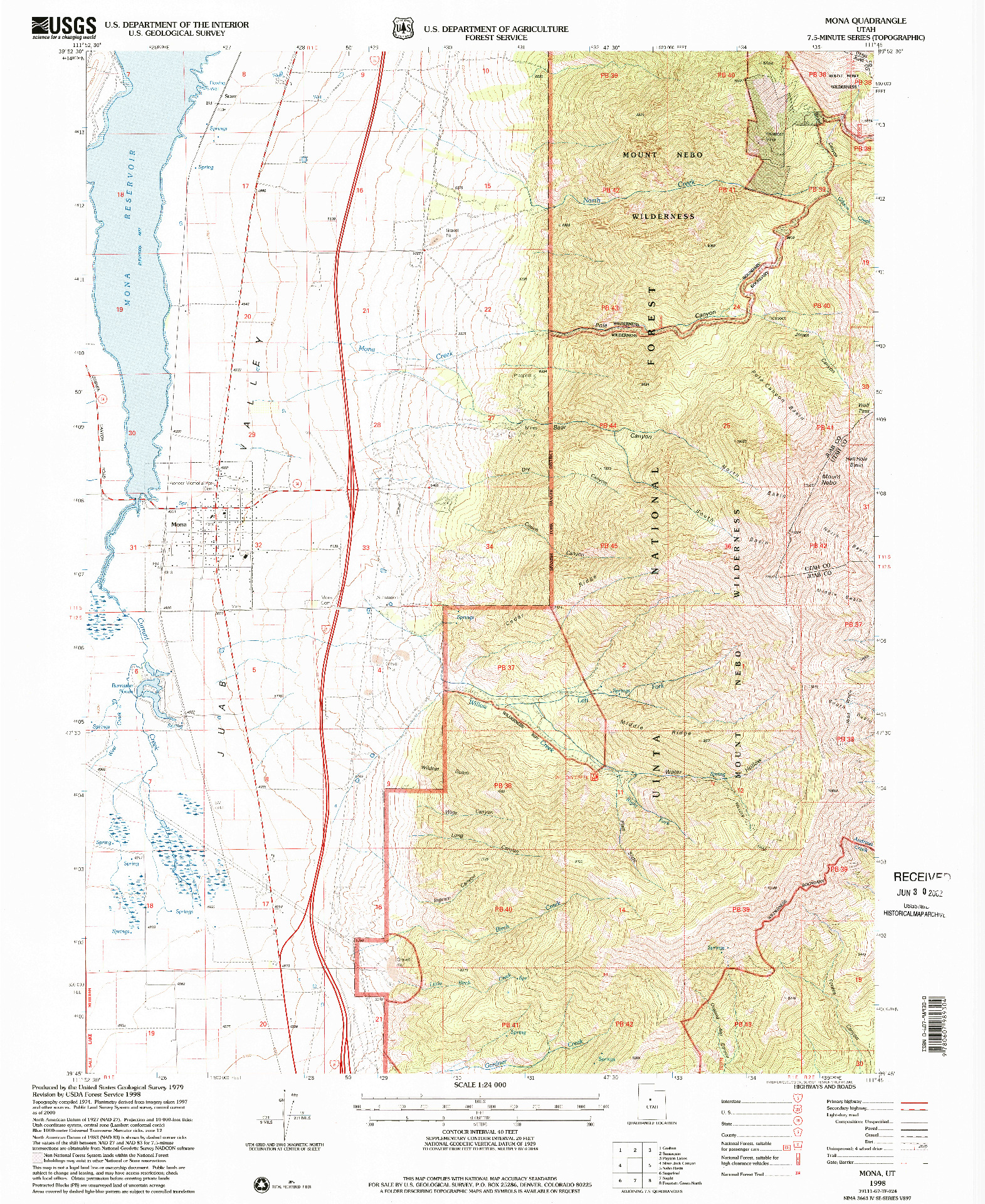USGS 1:24000-SCALE QUADRANGLE FOR MONA, UT 1998