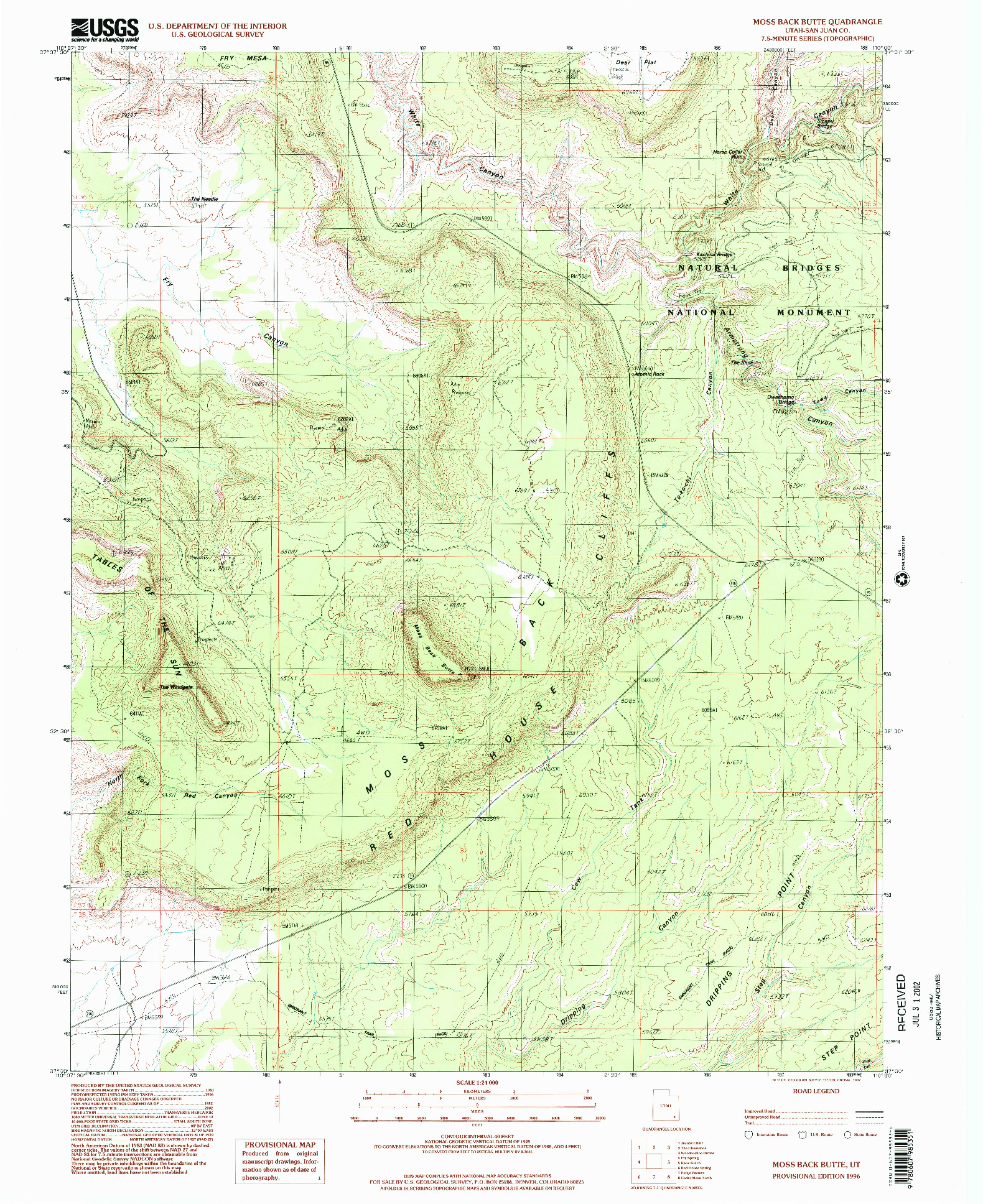 USGS 1:24000-SCALE QUADRANGLE FOR MOSS BACK BUTTE, UT 1996
