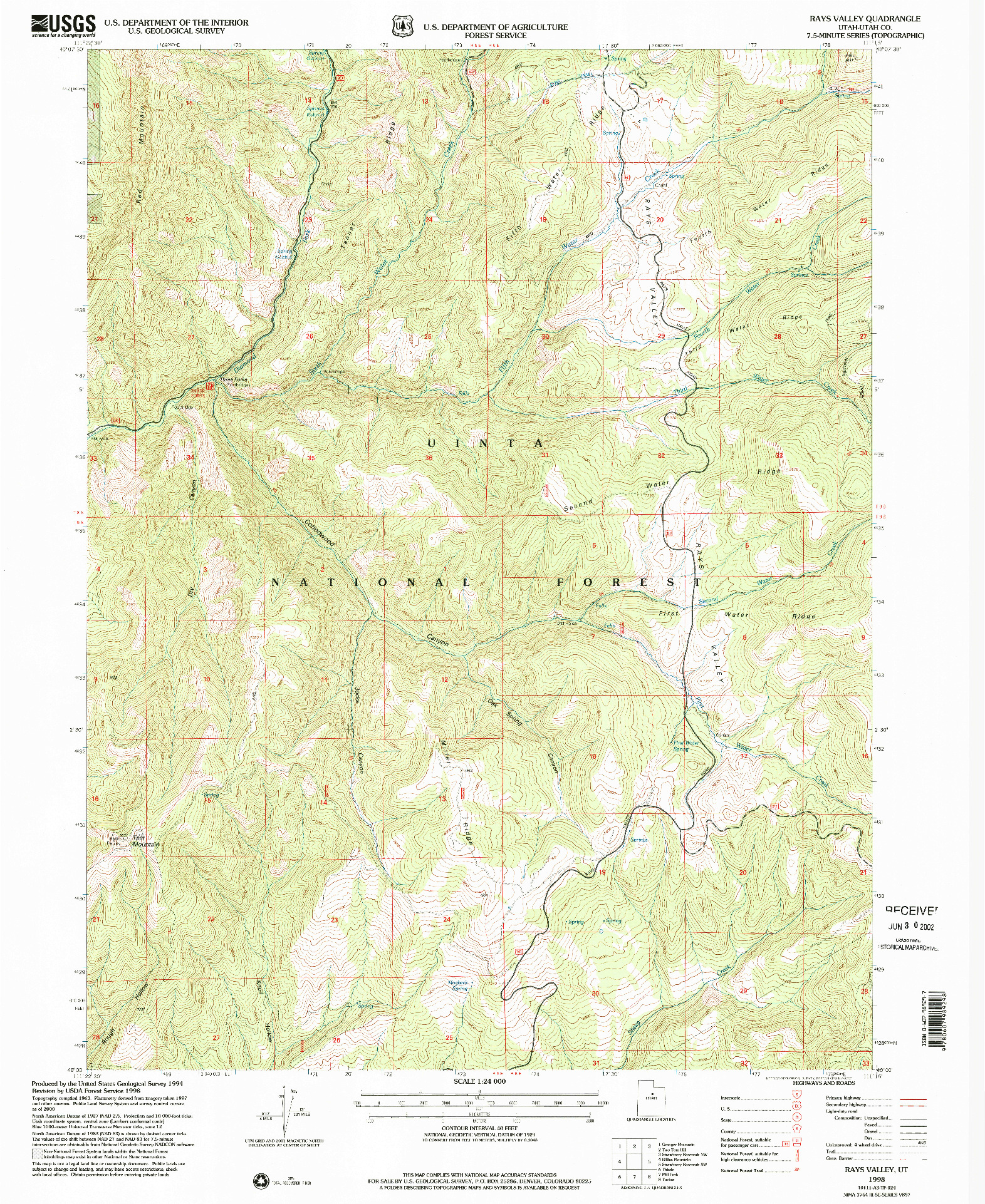 USGS 1:24000-SCALE QUADRANGLE FOR RAYS VALLEY, UT 1998