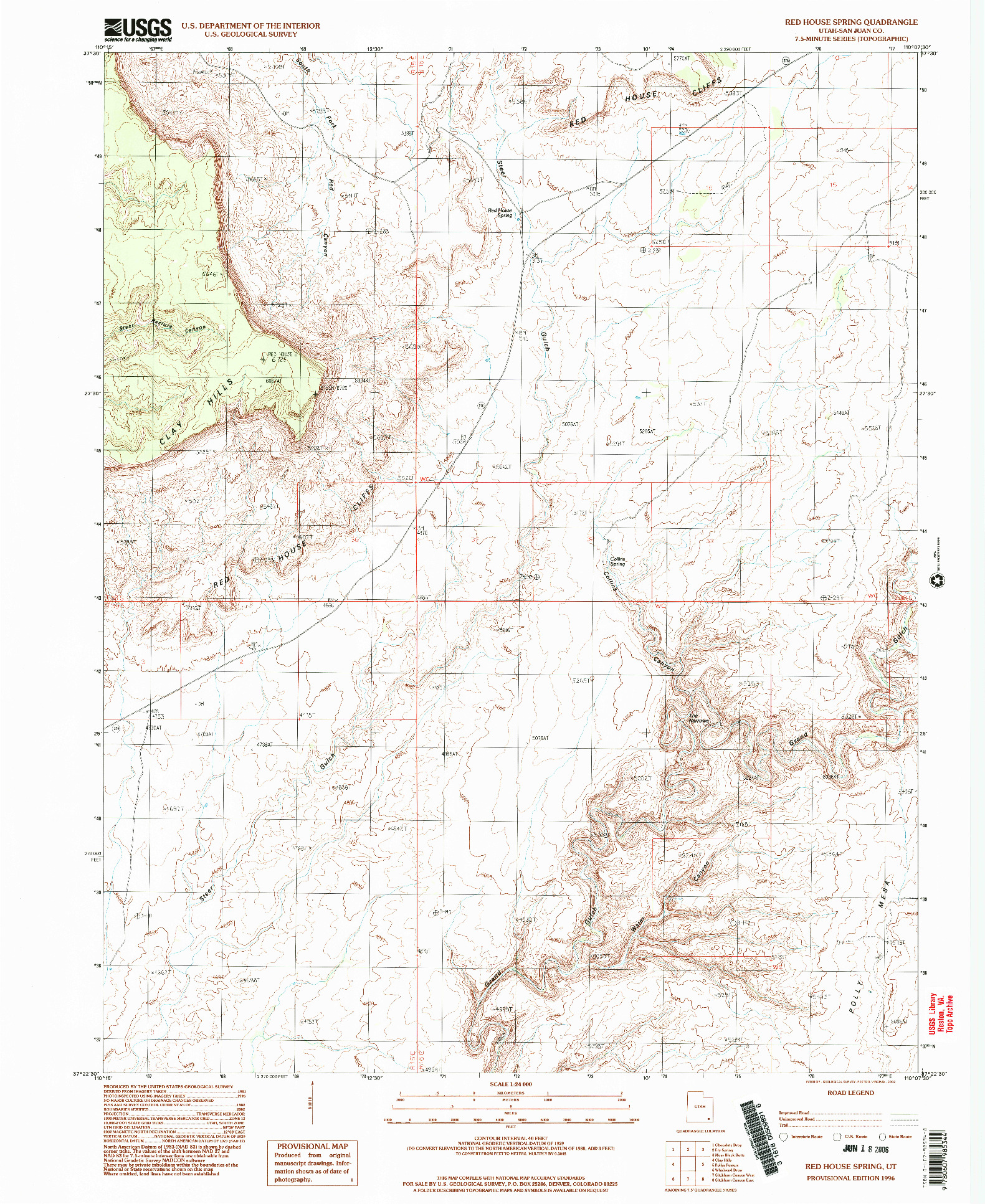 USGS 1:24000-SCALE QUADRANGLE FOR RED HOUSE SPRING, UT 1996