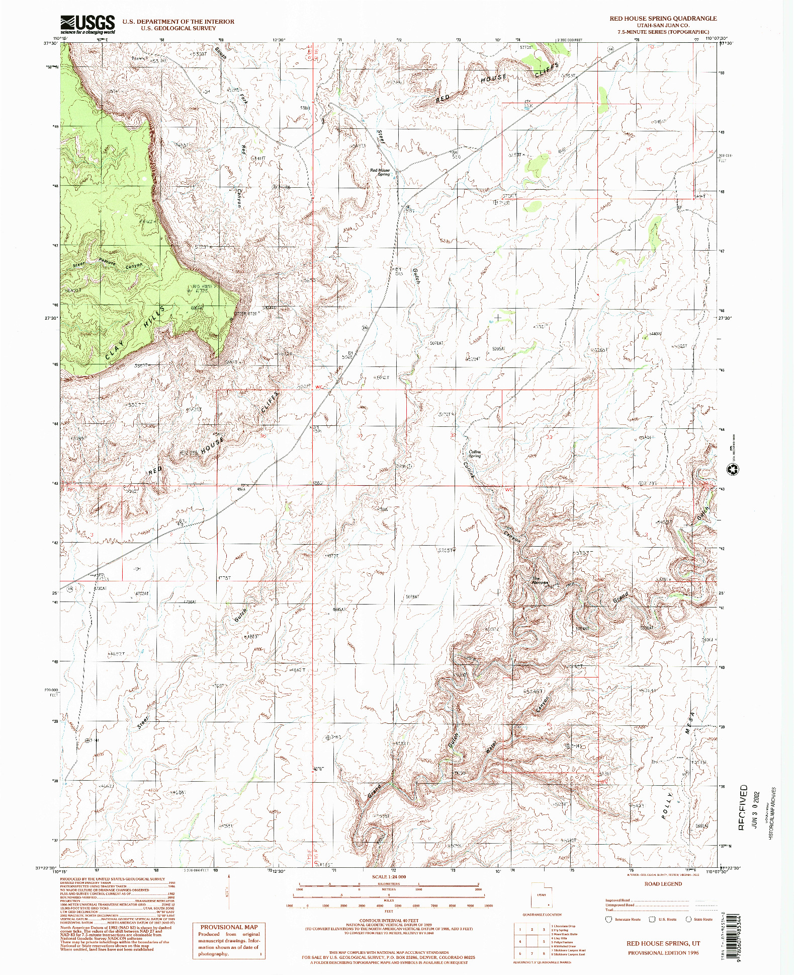 USGS 1:24000-SCALE QUADRANGLE FOR RED HOUSE SPRING, UT 1996