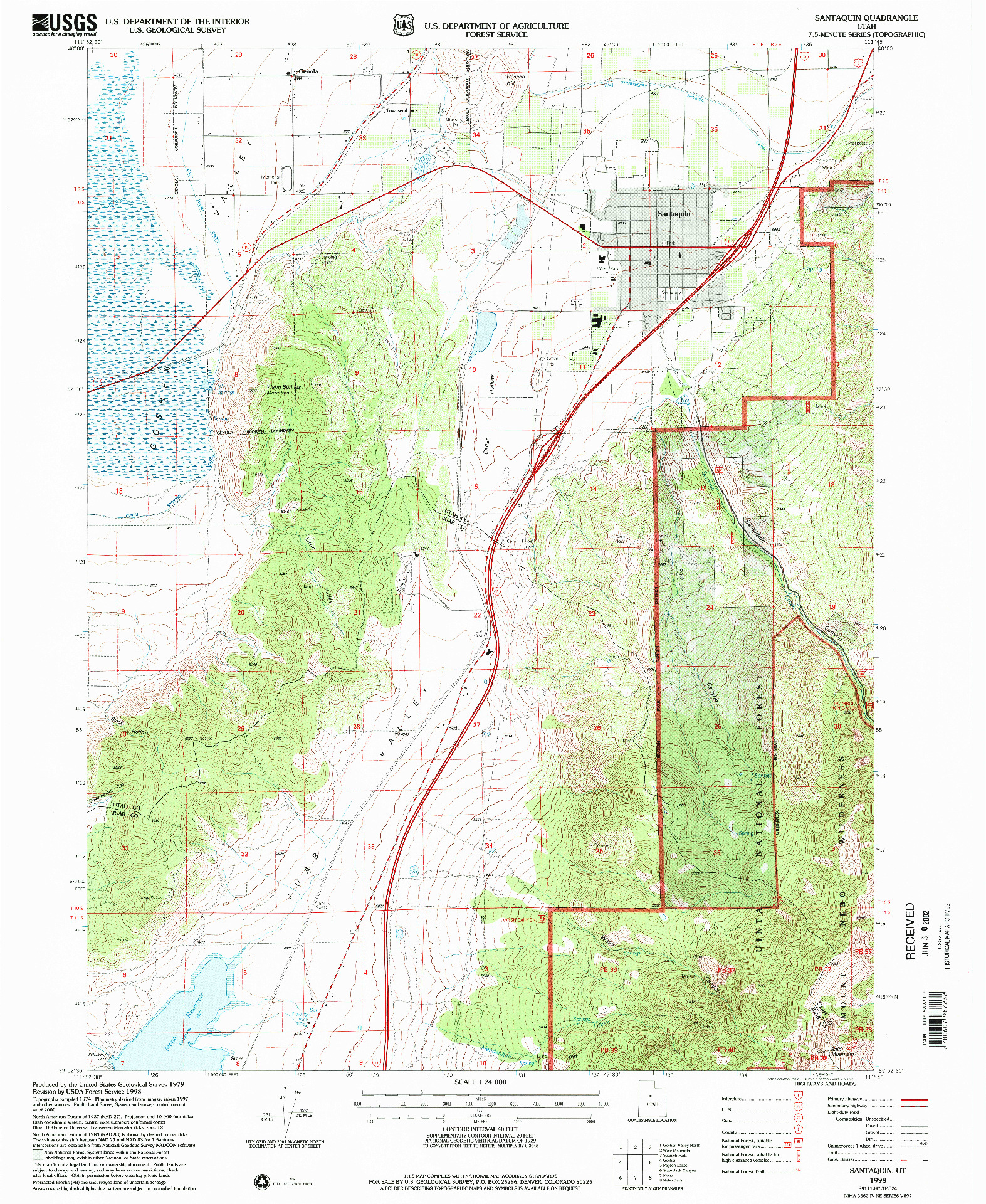 USGS 1:24000-SCALE QUADRANGLE FOR SANTAQUIN, UT 1998