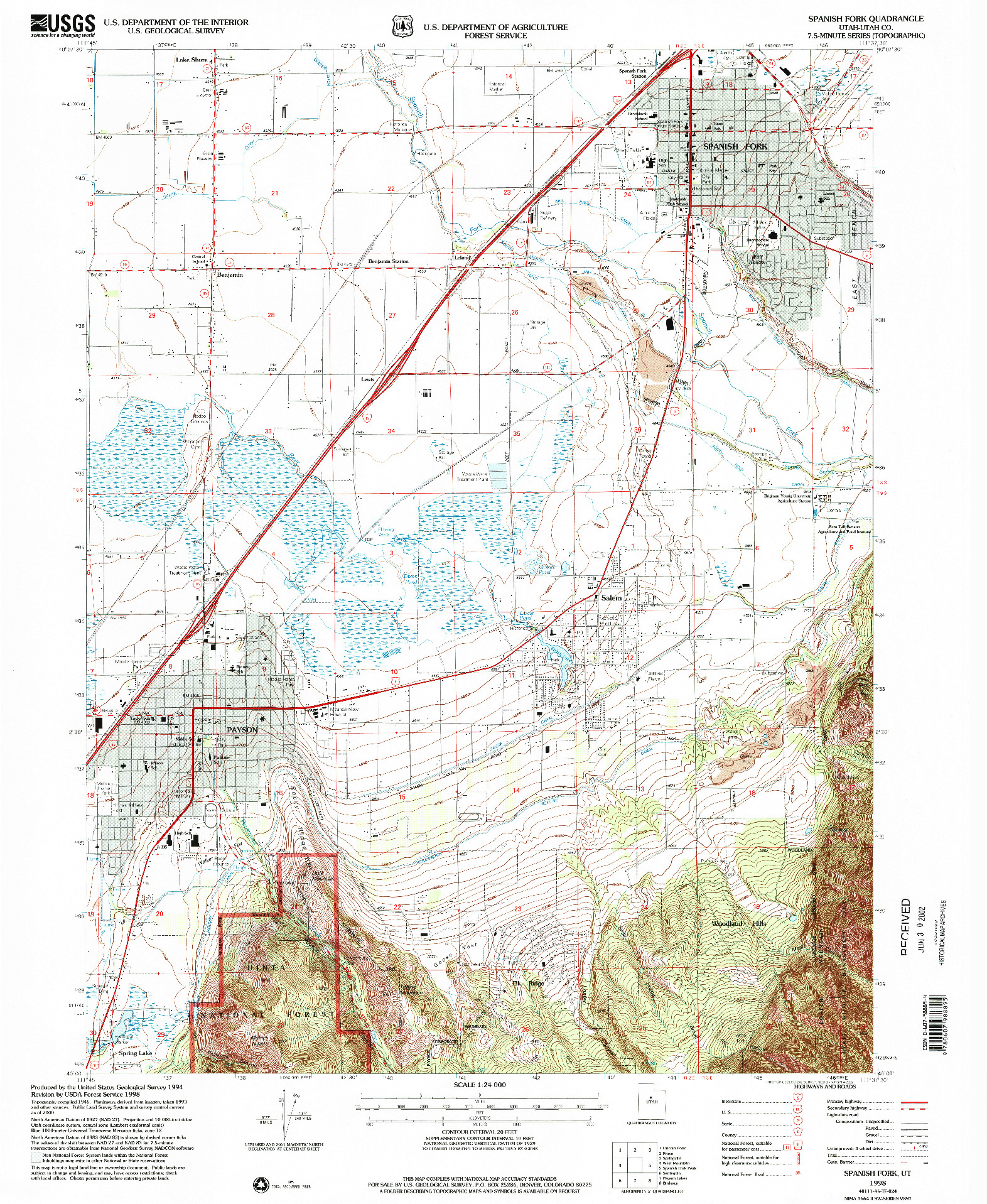 USGS 1:24000-SCALE QUADRANGLE FOR SPANISH FORK, UT 1998