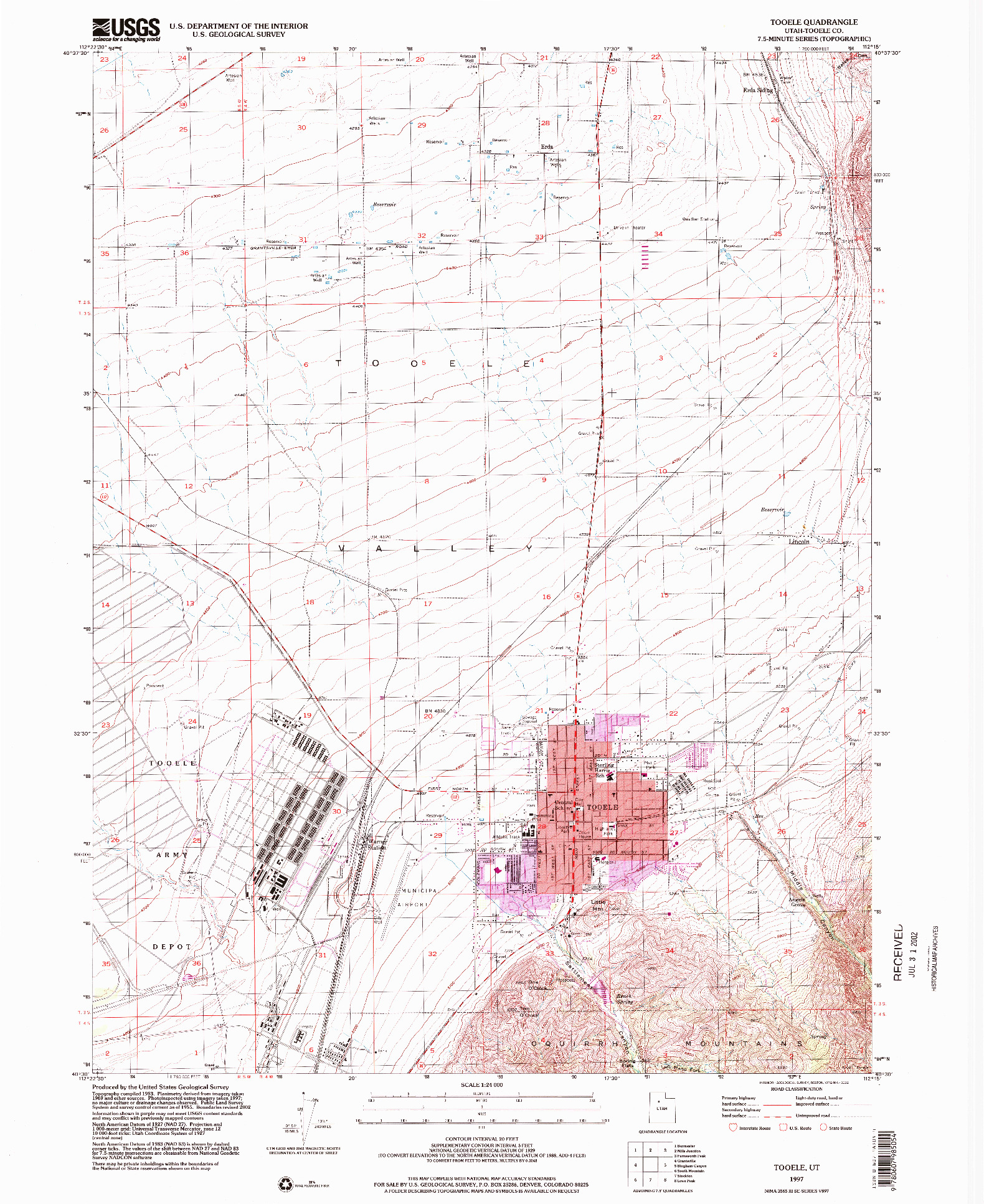USGS 1:24000-SCALE QUADRANGLE FOR TOOELE, UT 1997