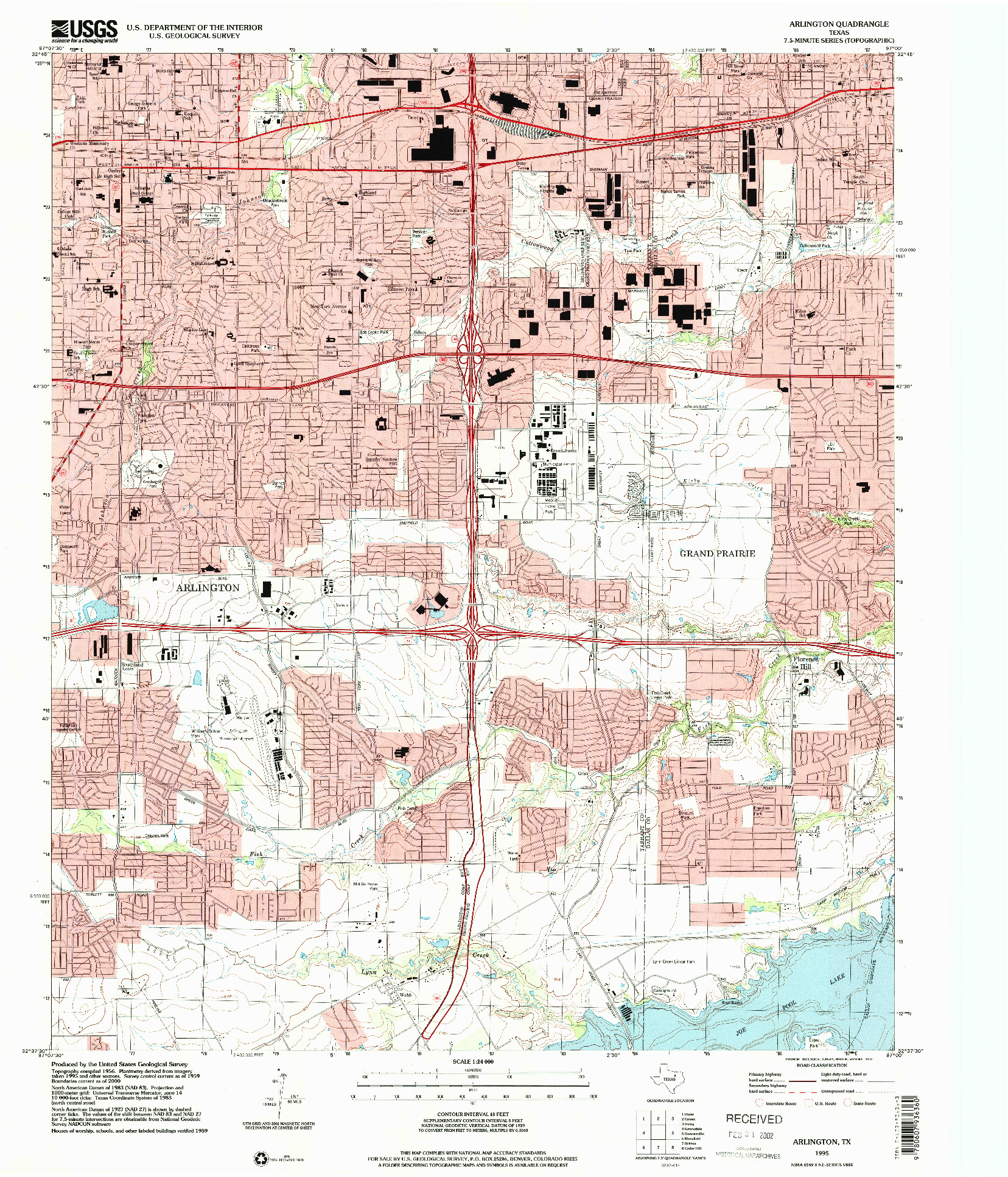 USGS 1:24000-SCALE QUADRANGLE FOR ARLINGTON, TX 1995