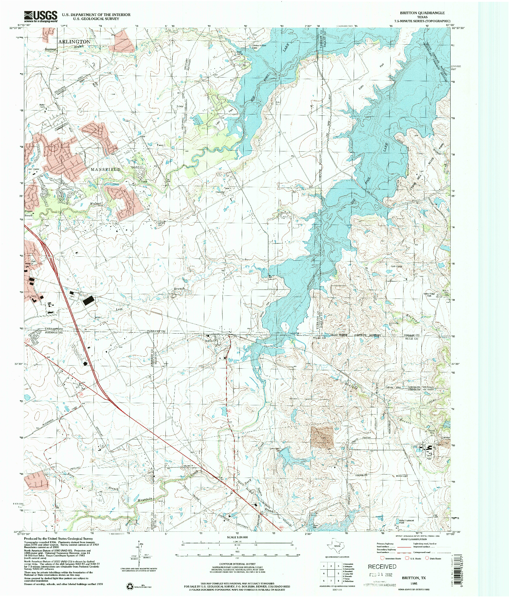 USGS 1:24000-SCALE QUADRANGLE FOR BRITTON, TX 1995