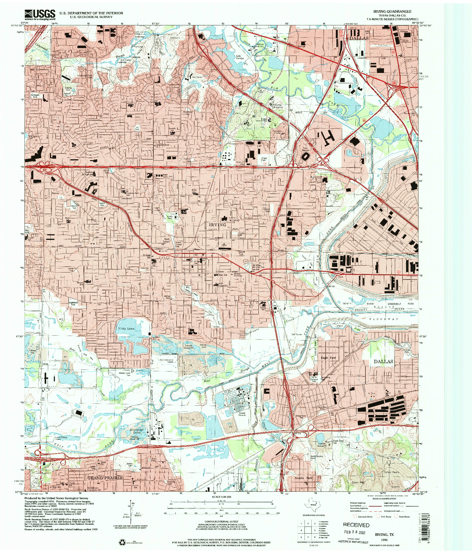 USGS 1:24000-SCALE QUADRANGLE FOR IRVING, TX 1995
