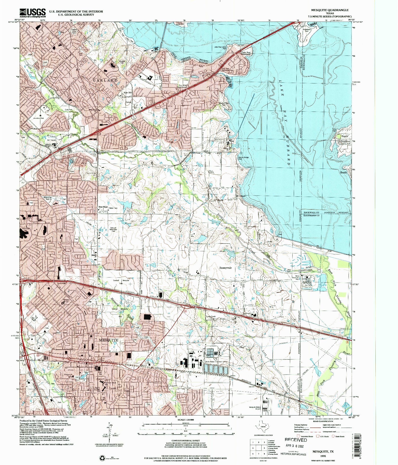 USGS 1:24000-SCALE QUADRANGLE FOR MESQUITE, TX 1995