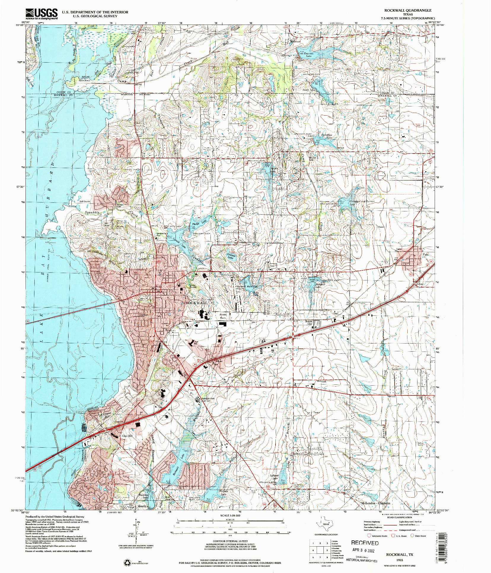 USGS 1:24000-SCALE QUADRANGLE FOR ROCKWALL, TX 1995
