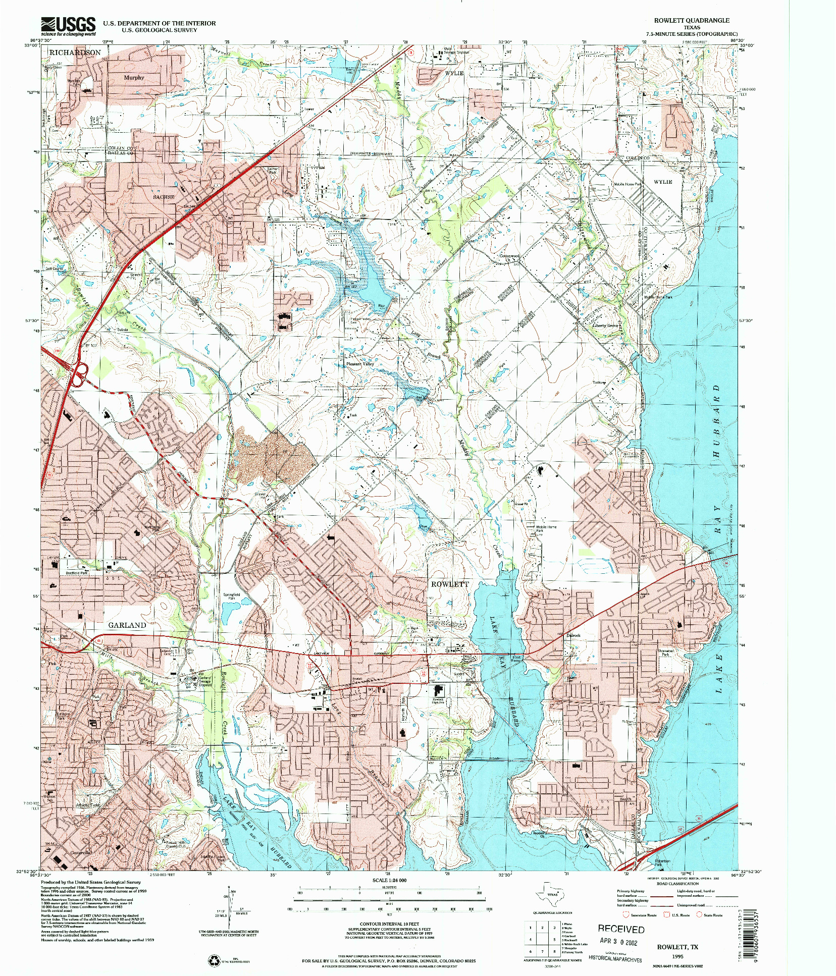 USGS 1:24000-SCALE QUADRANGLE FOR ROWLETT, TX 1995