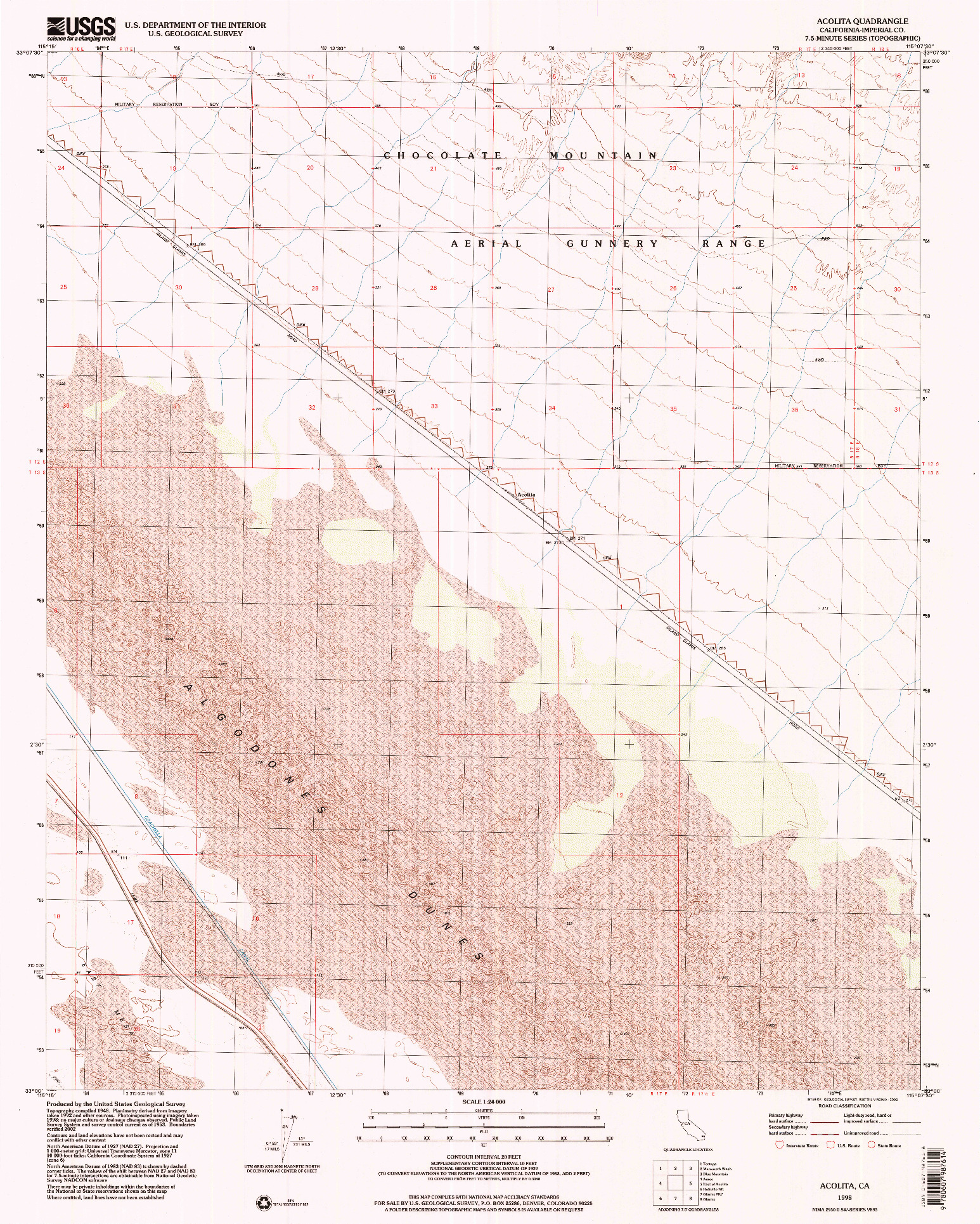 USGS 1:24000-SCALE QUADRANGLE FOR ACOLITA, CA 1998