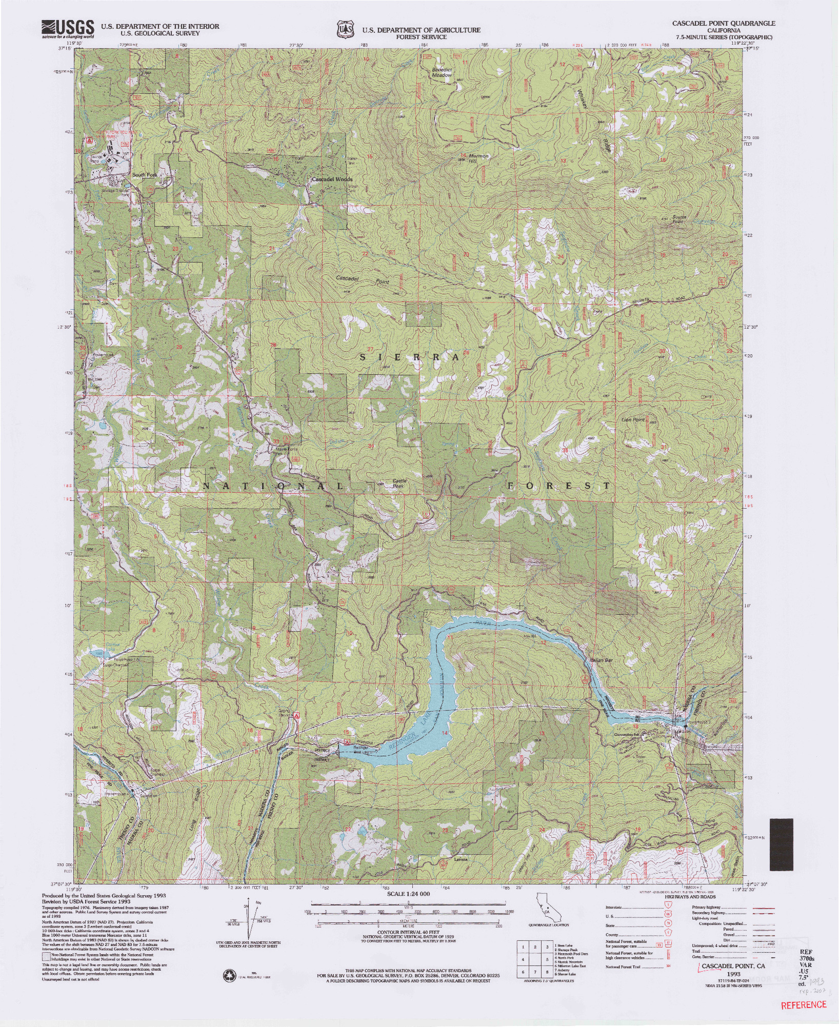 USGS 1:24000-SCALE QUADRANGLE FOR CASCADEL POINT, CA 1993