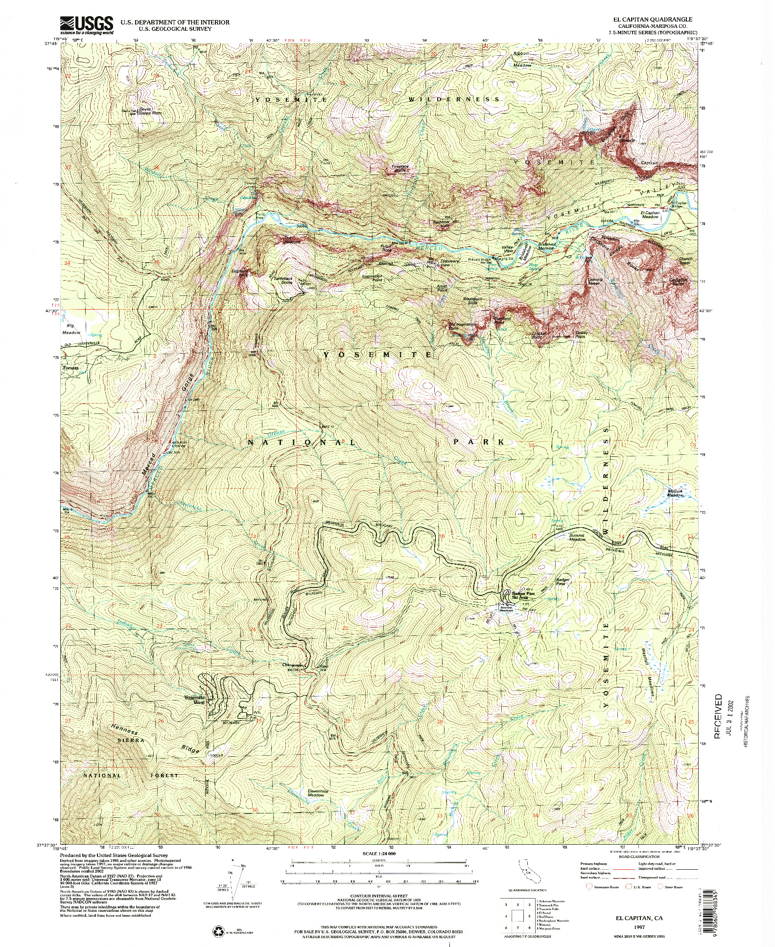 USGS 1:24000-SCALE QUADRANGLE FOR EL CAPITAN, CA 1997