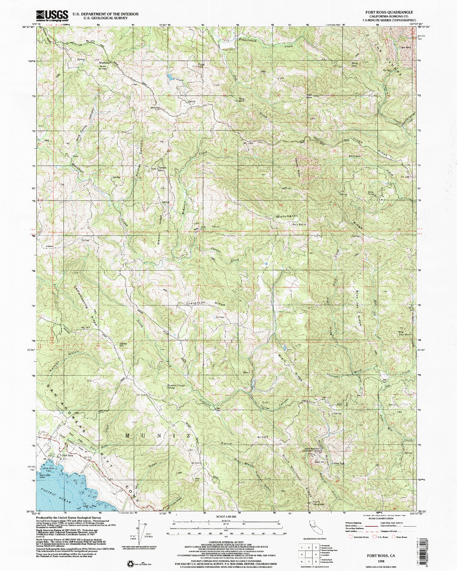 USGS 1:24000-SCALE QUADRANGLE FOR FORT ROSS, CA 1998