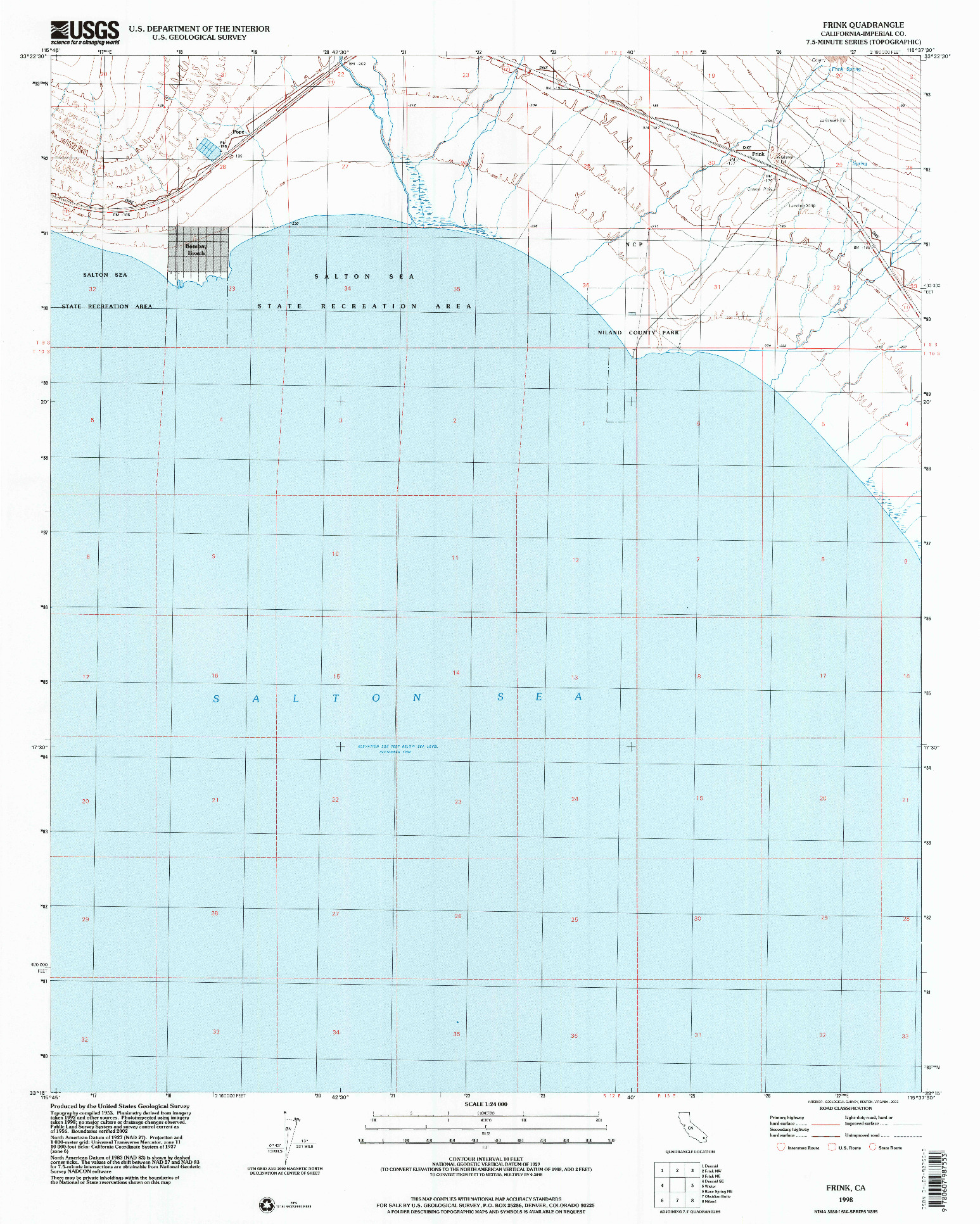 USGS 1:24000-SCALE QUADRANGLE FOR FRINK, CA 1998