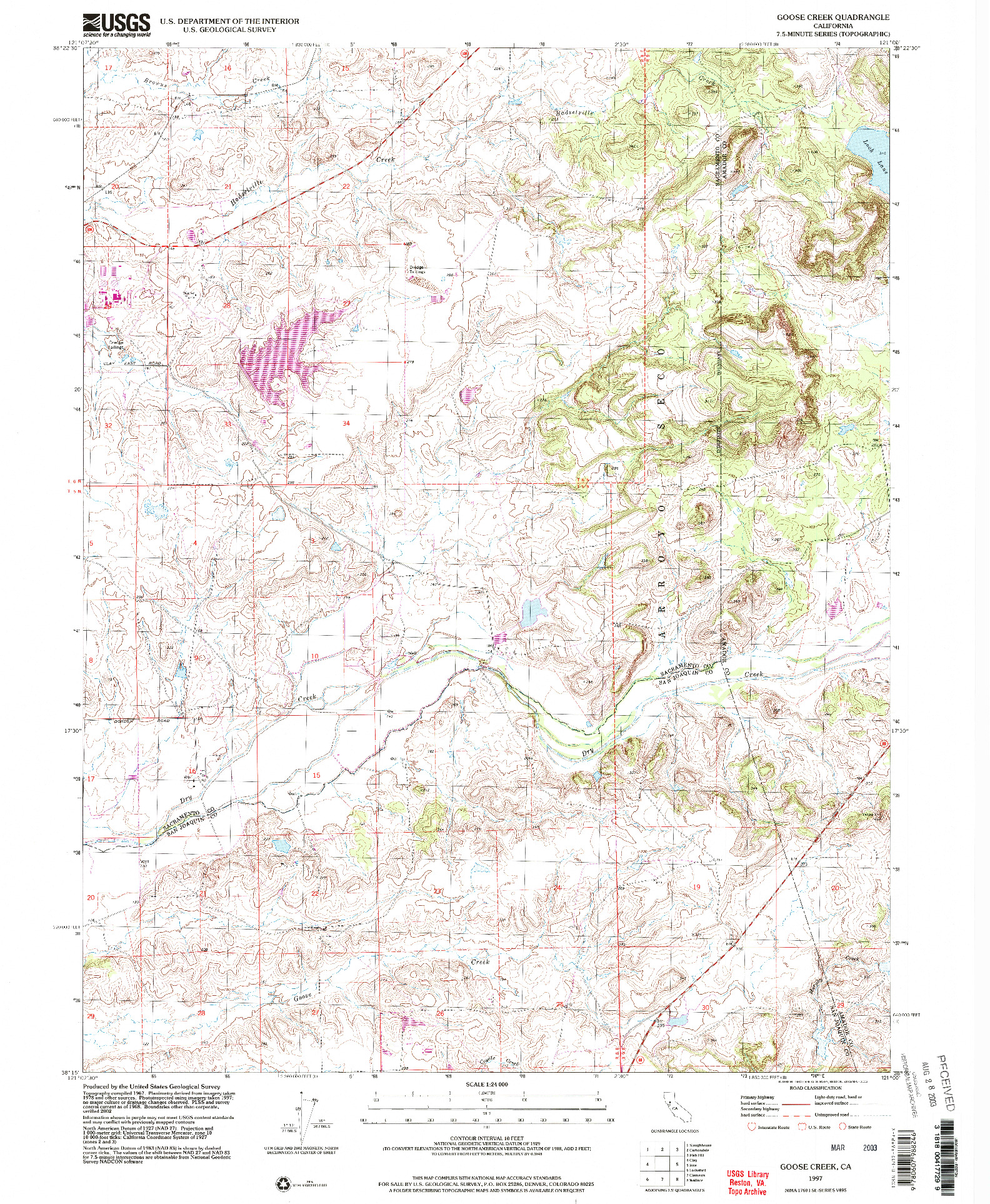 USGS 1:24000-SCALE QUADRANGLE FOR GOOSE CREEK, CA 1997