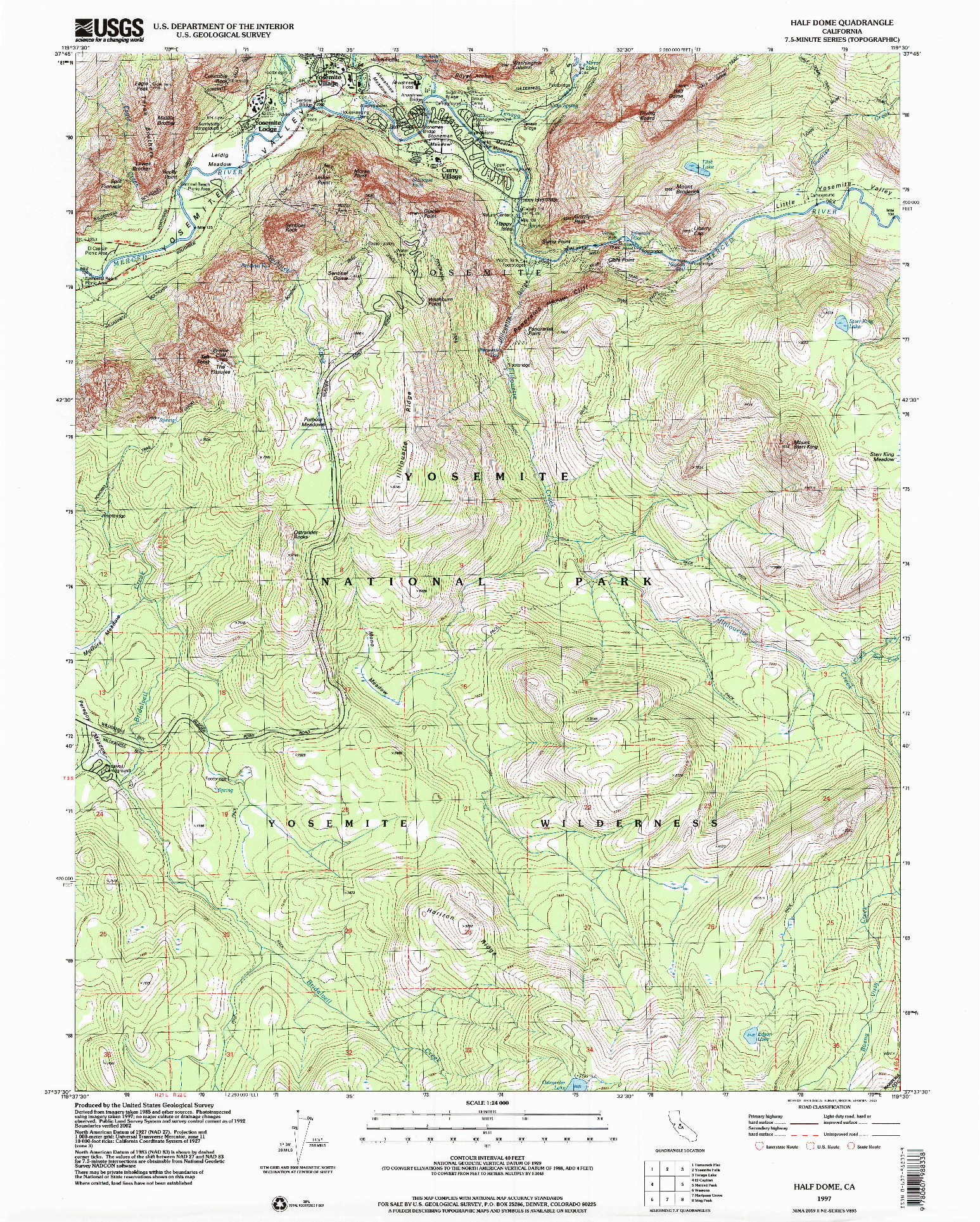USGS 1:24000-SCALE QUADRANGLE FOR HALF DOME, CA 1997