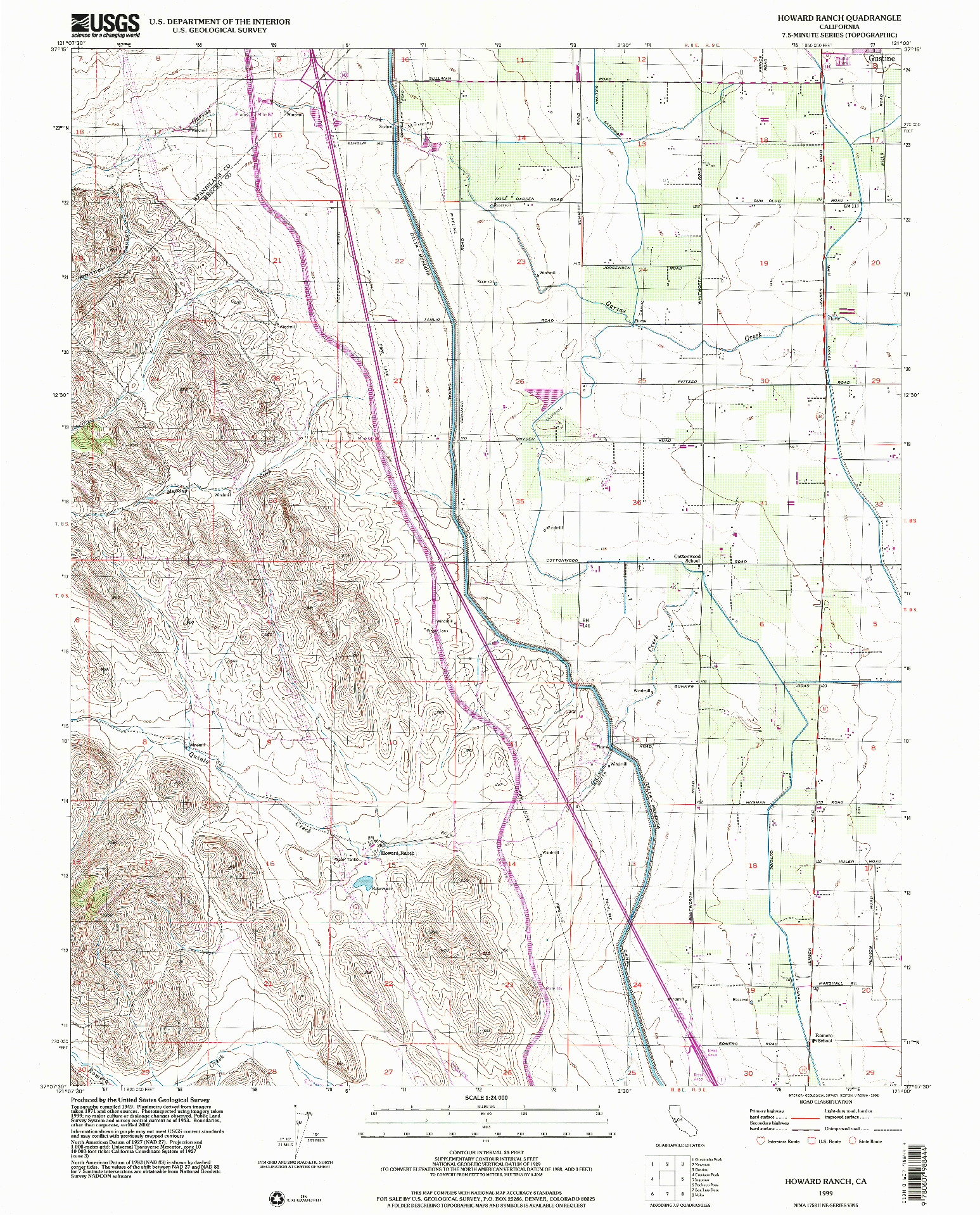 USGS 1:24000-SCALE QUADRANGLE FOR HOWARD RANCH, CA 1999