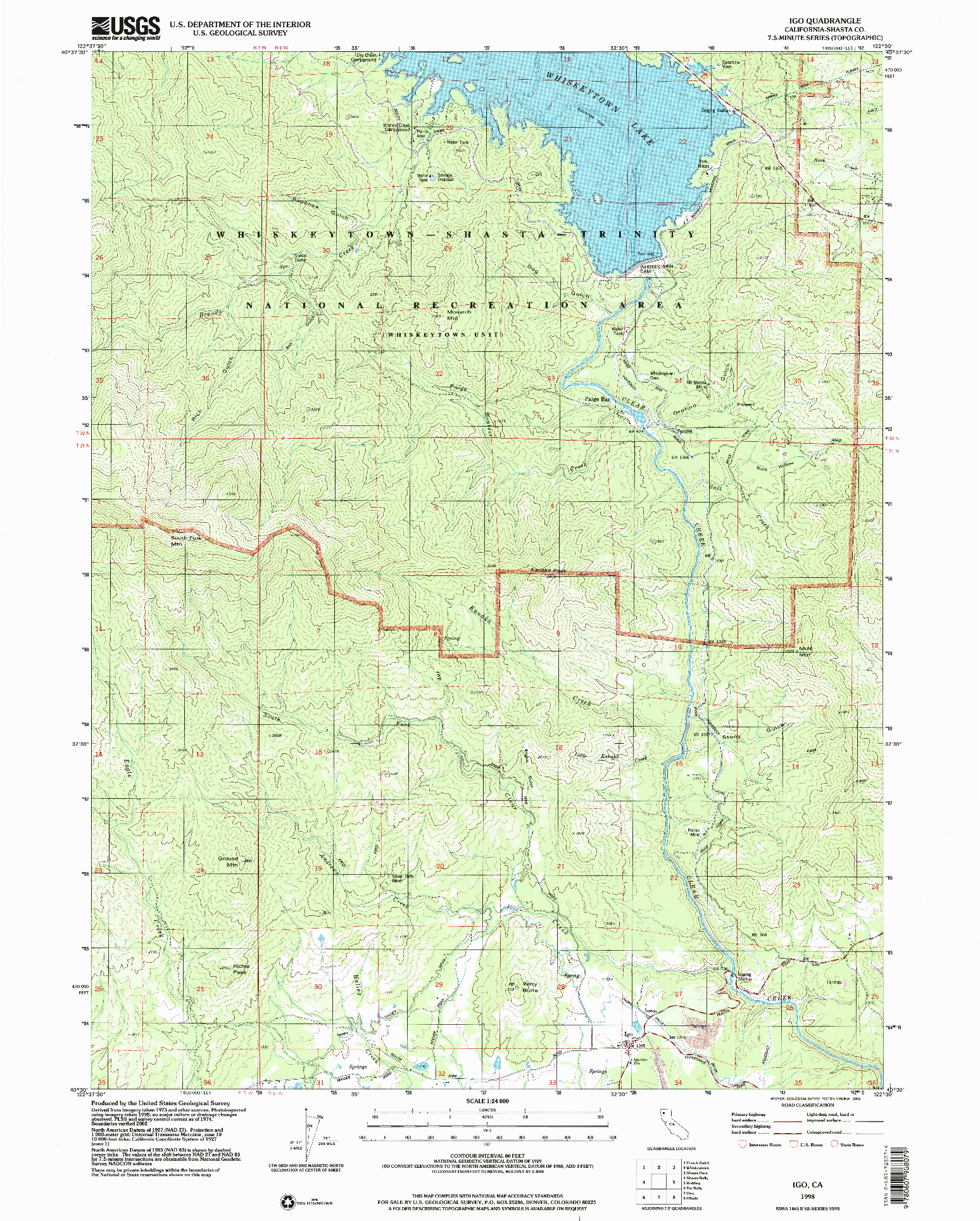 USGS 1:24000-SCALE QUADRANGLE FOR IGO, CA 1998