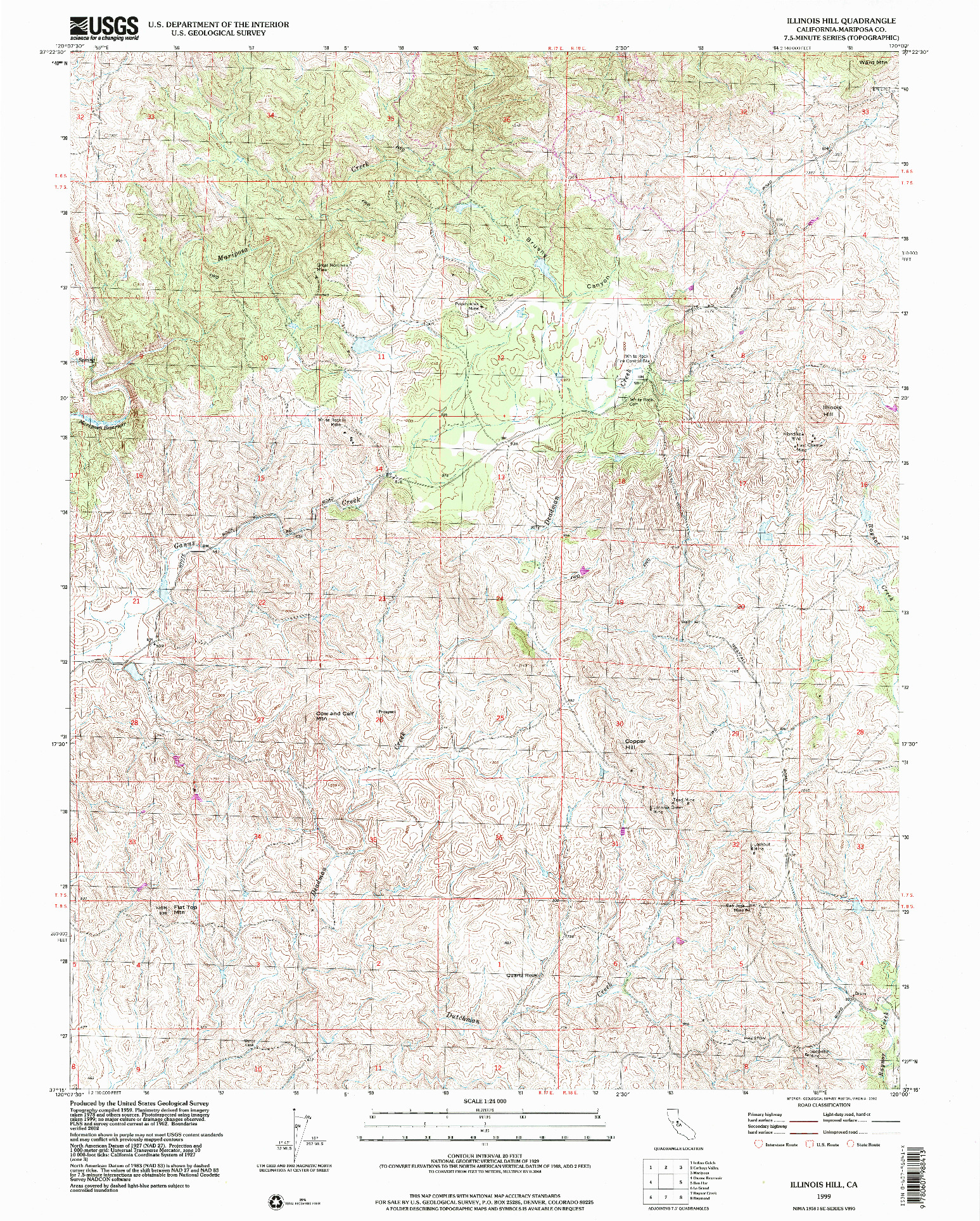 USGS 1:24000-SCALE QUADRANGLE FOR ILLINOIS HILL, CA 1999