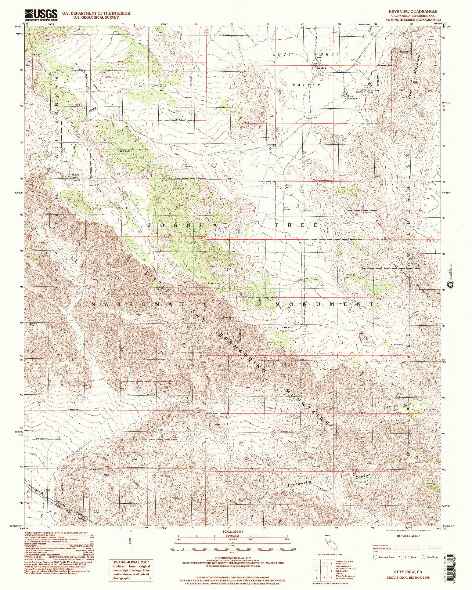 USGS 1:24000-SCALE QUADRANGLE FOR KEYS VIEW, CA 1998