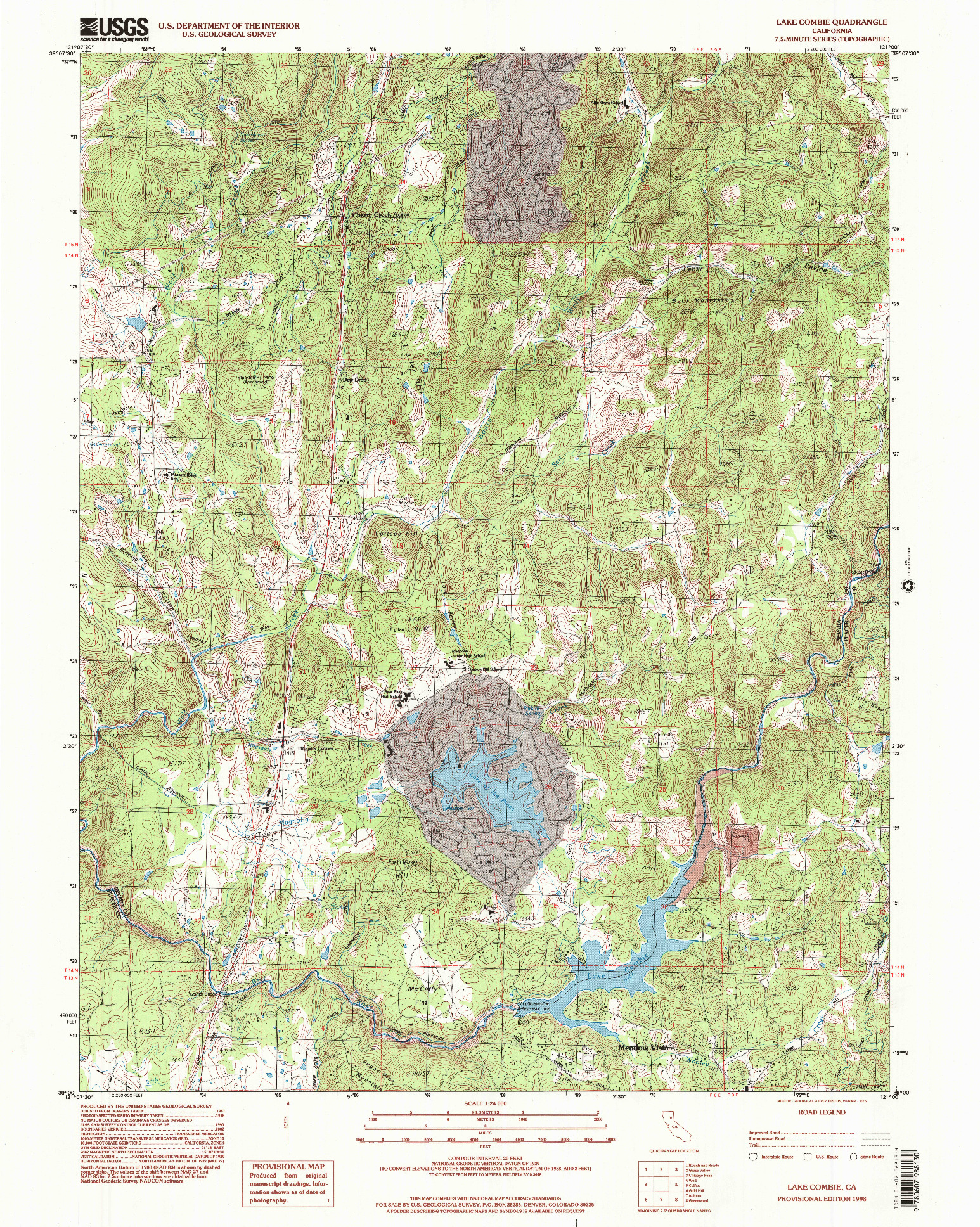 USGS 1:24000-SCALE QUADRANGLE FOR LAKE COMBIE, CA 1998