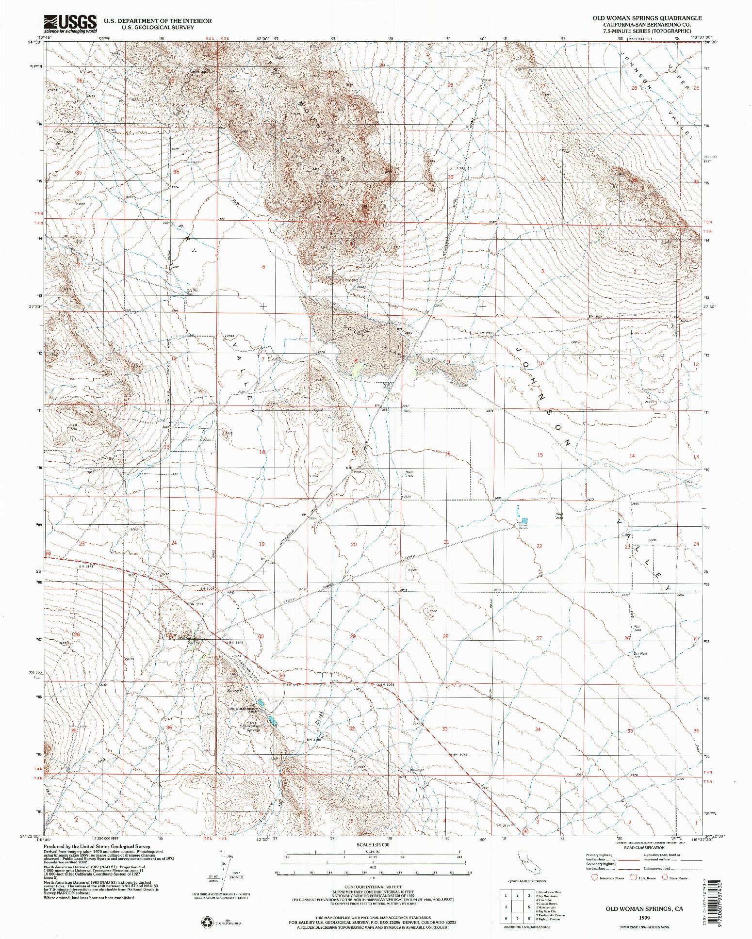 USGS 1:24000-SCALE QUADRANGLE FOR OLD WOMAN SPRINGS, CA 1999