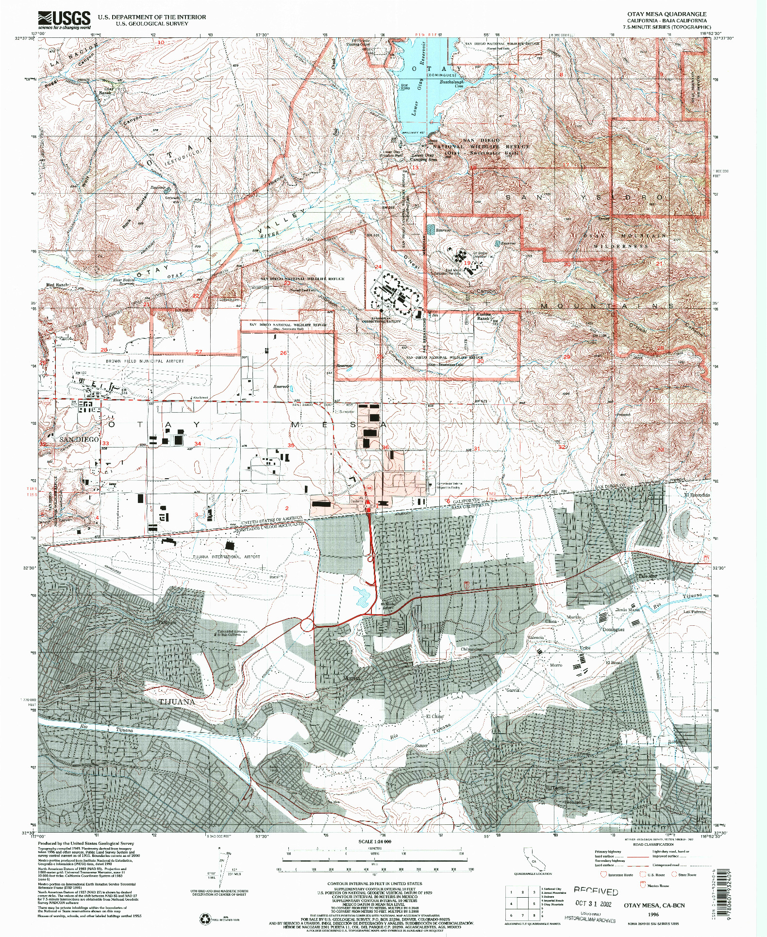USGS 1:24000-SCALE QUADRANGLE FOR OTAY MESA, CA 1996