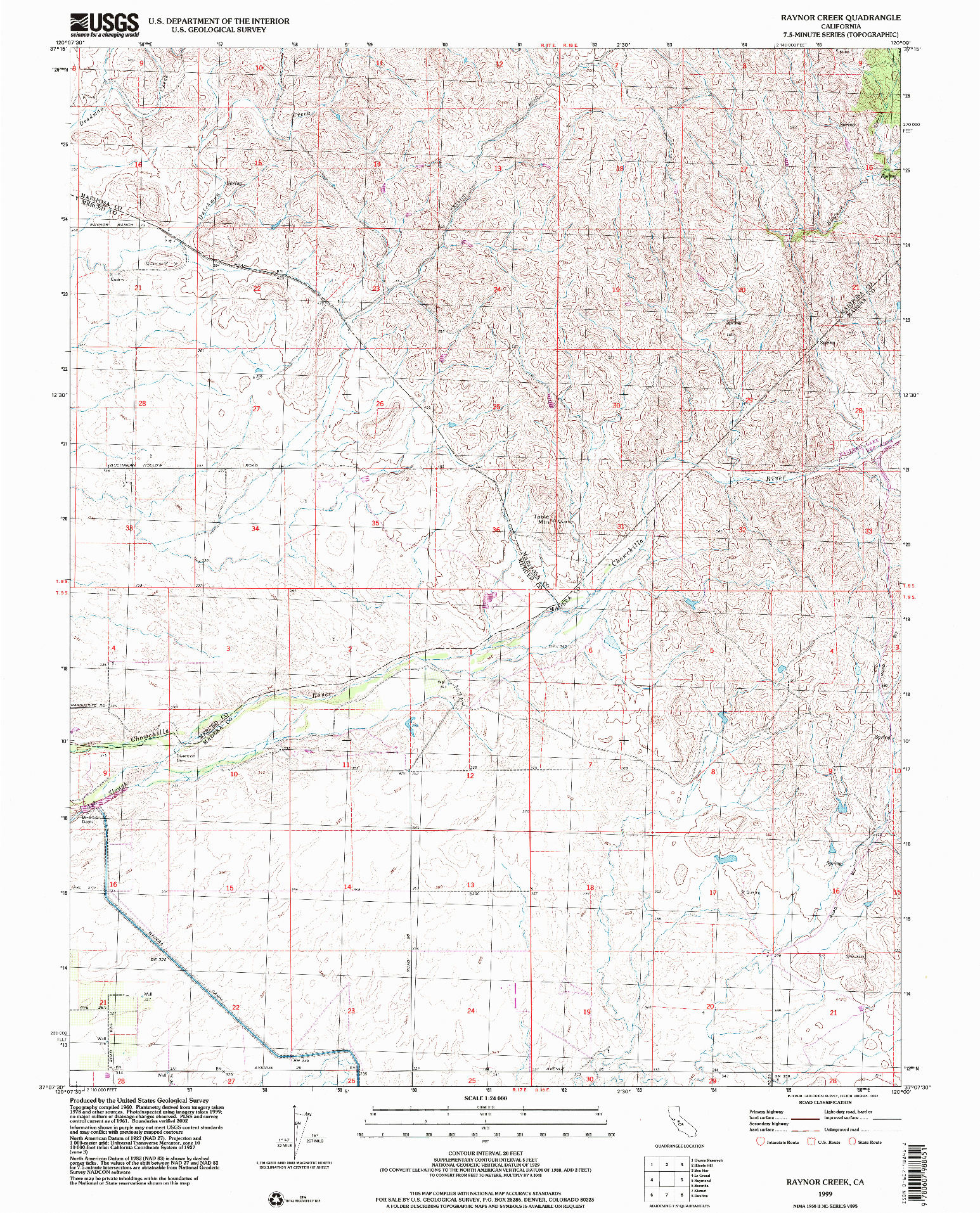 USGS 1:24000-SCALE QUADRANGLE FOR RAYNOR CREEK, CA 1999